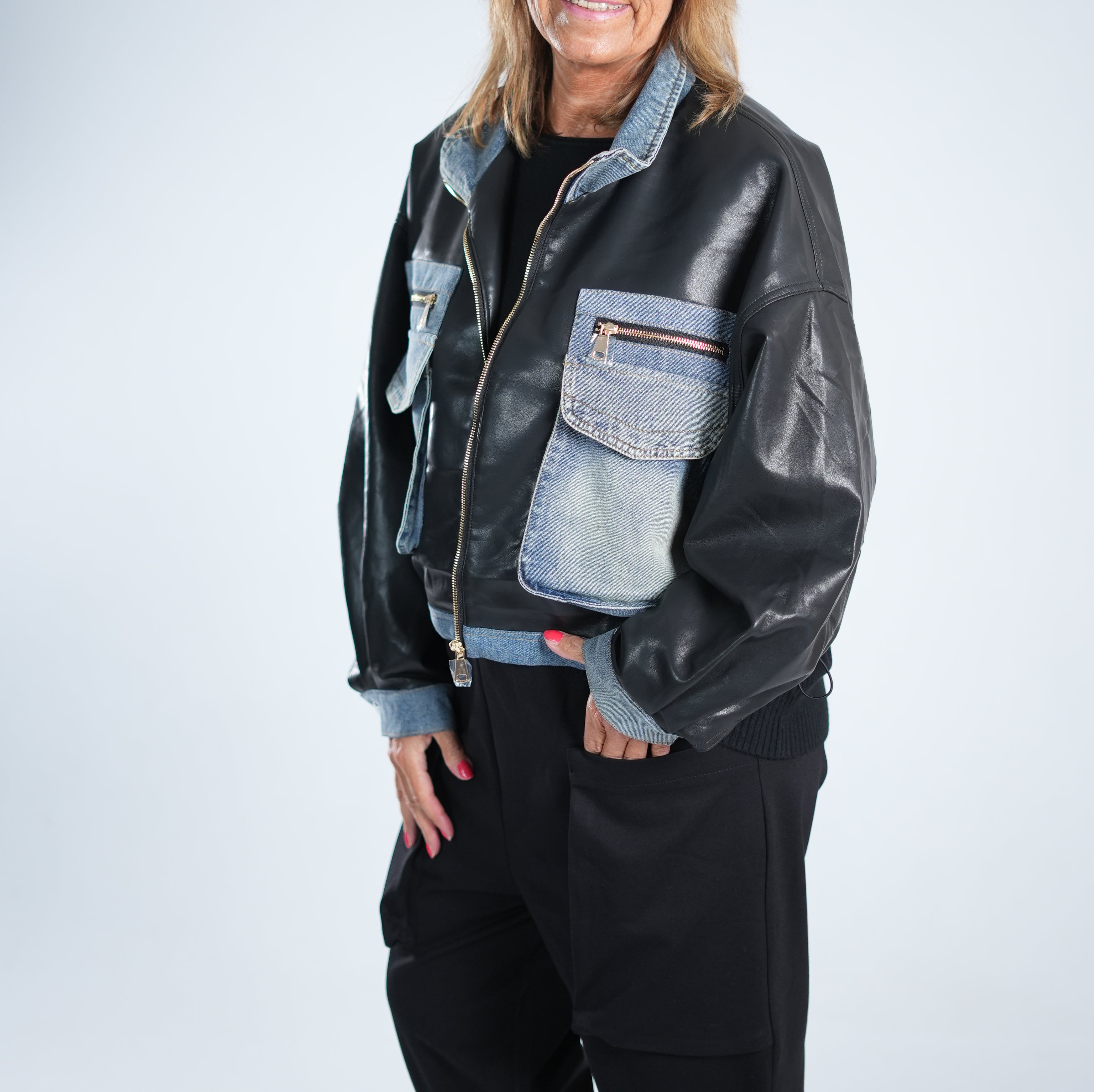 oversize Kunstlederjacke ~jeans~