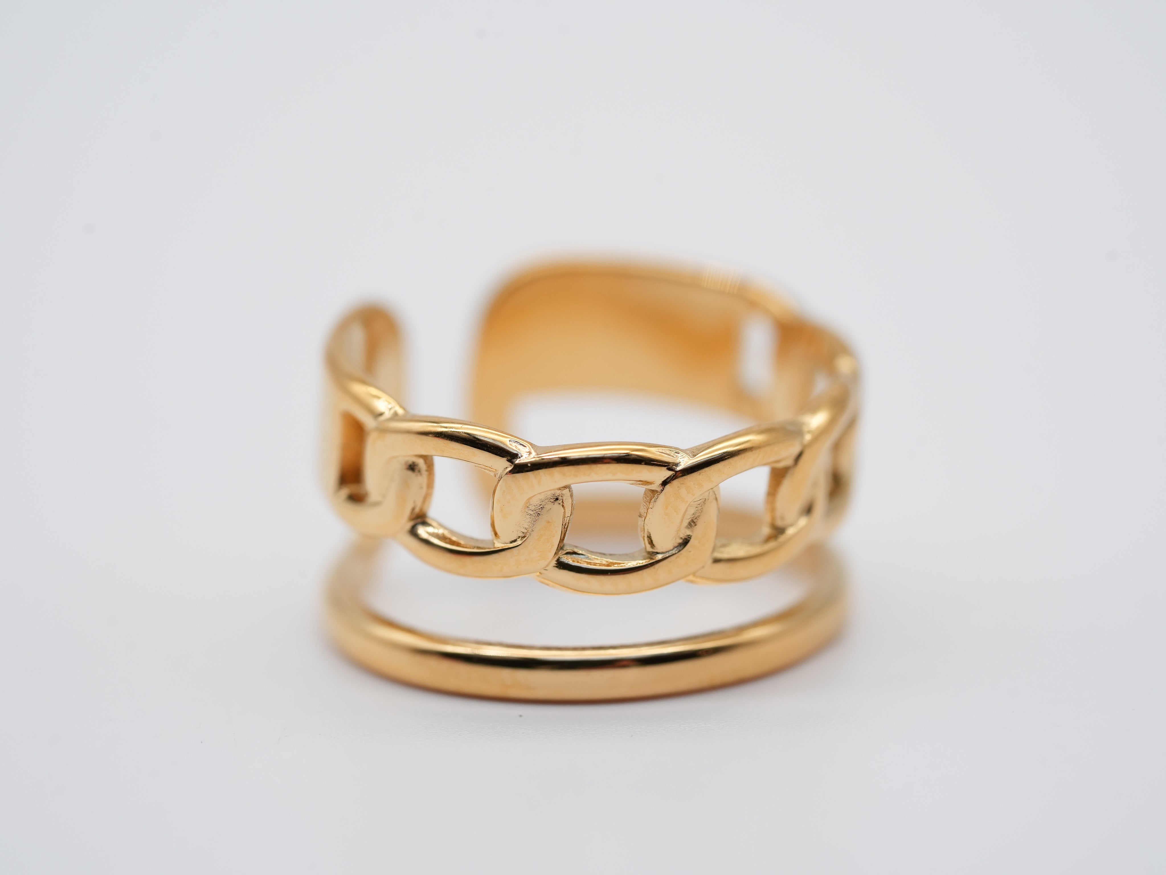 Vergoldeter Edelstahlring im Kettenmotiv