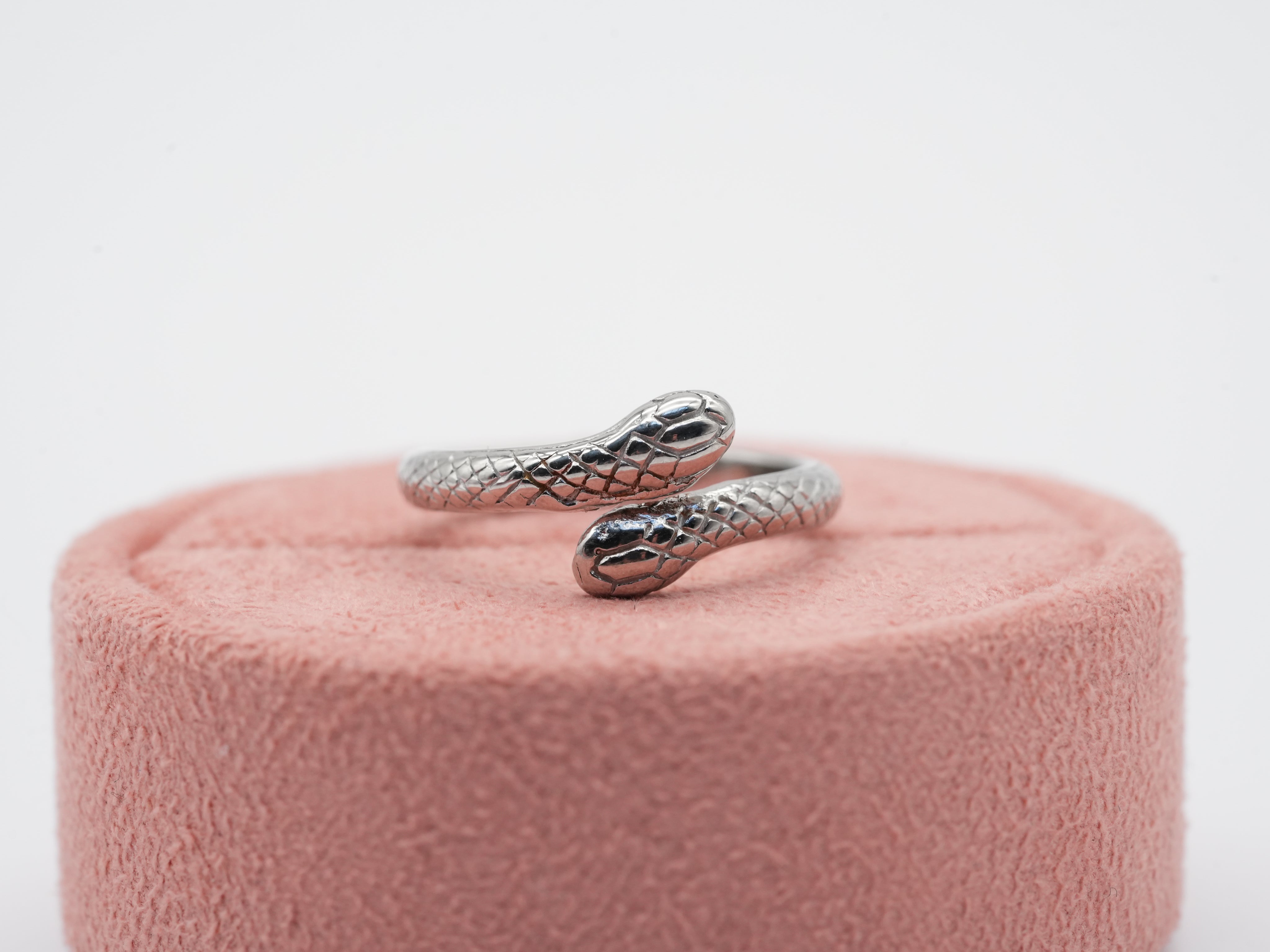 Silberner Edelstahlring im Schlangenmotiv