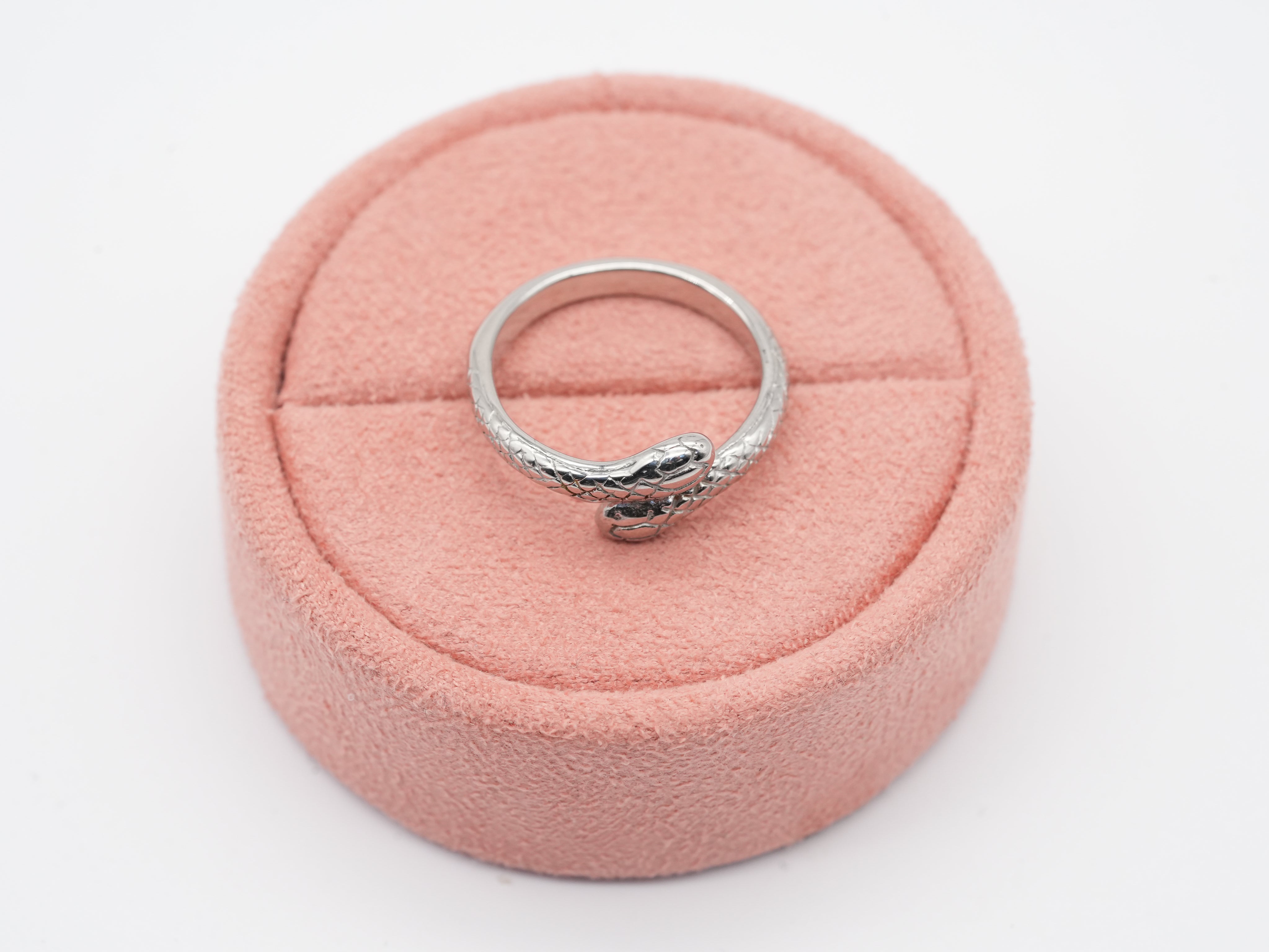 Silberner Edelstahlring im Schlangenmotiv