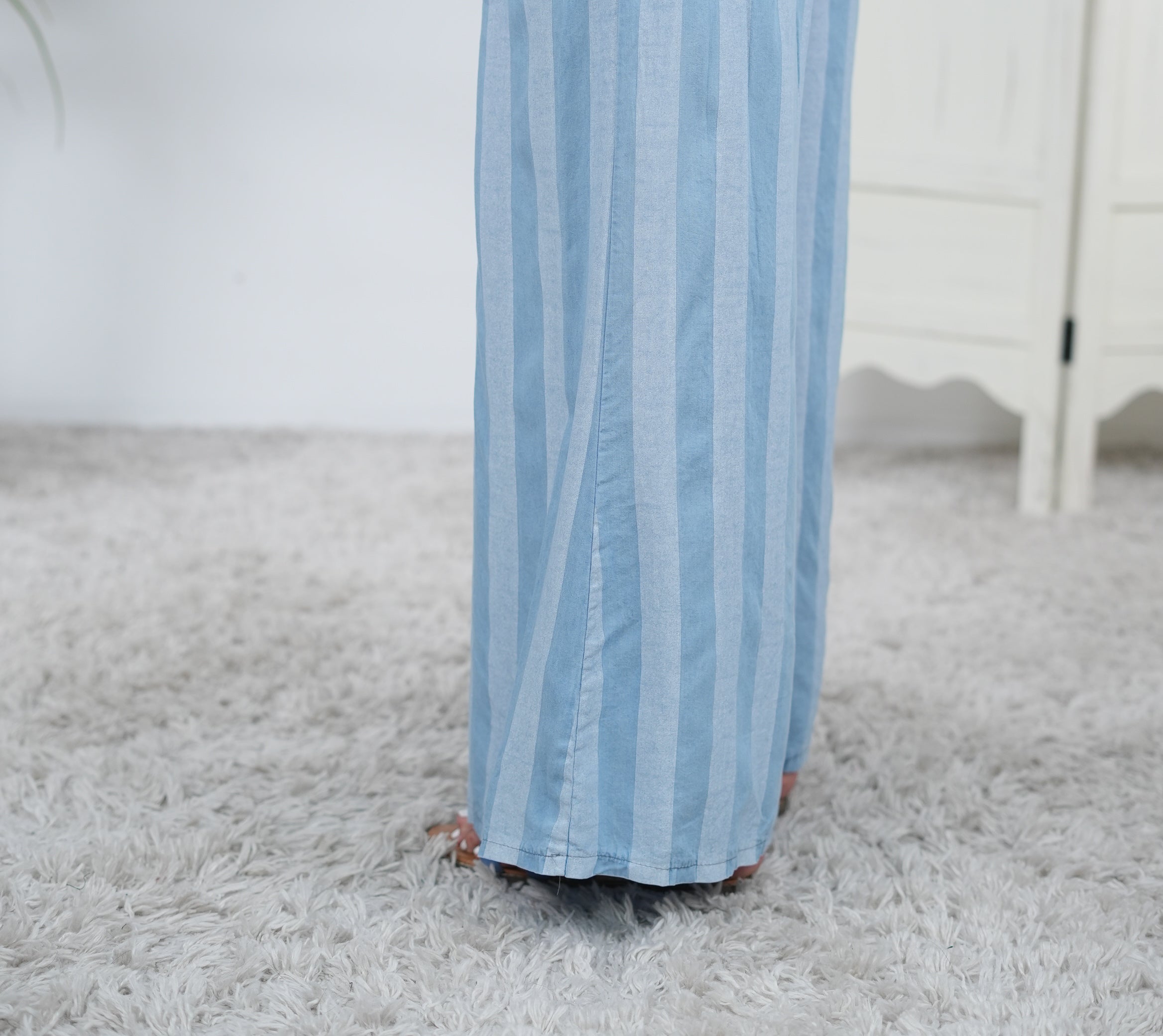 gestreifte Marlenehose mit elastischem Bündchen