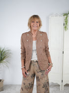 sportlicher Leinen Blazer mit goldenen Knöpfen