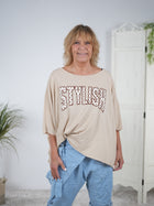 leichter oversize Poncho mit Schriftzug