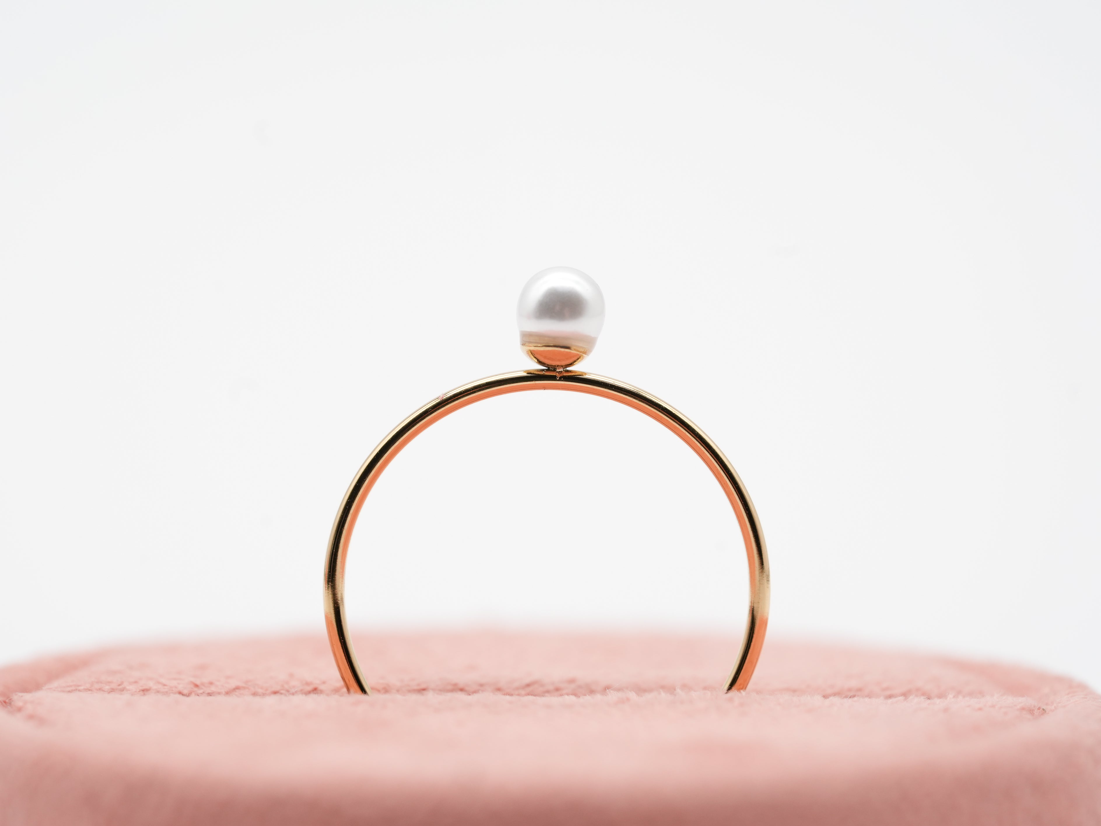 Vergoldeter Edelstahl Ring mit künstlicher Perle