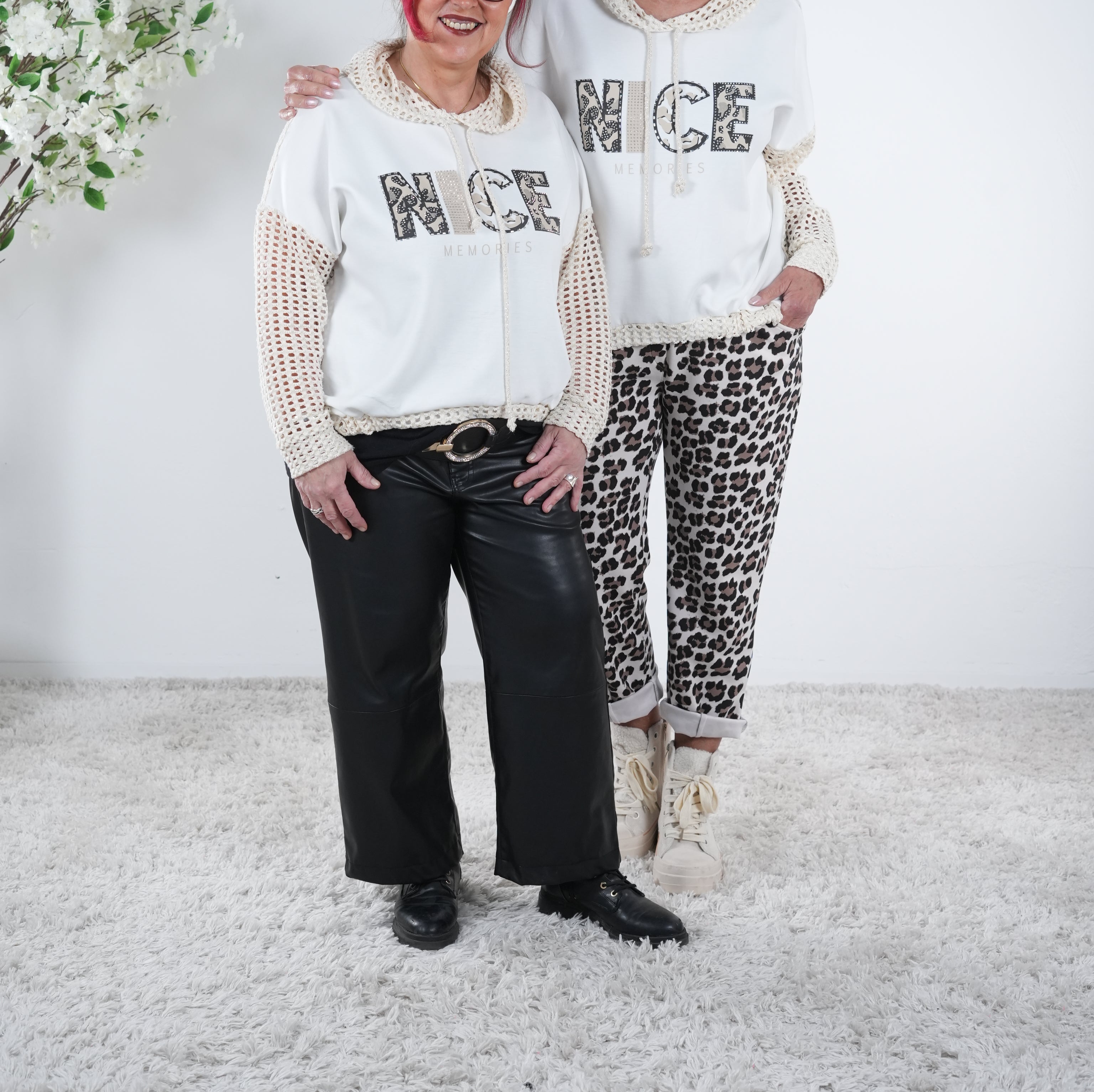 Netz Hoody im Materialmix