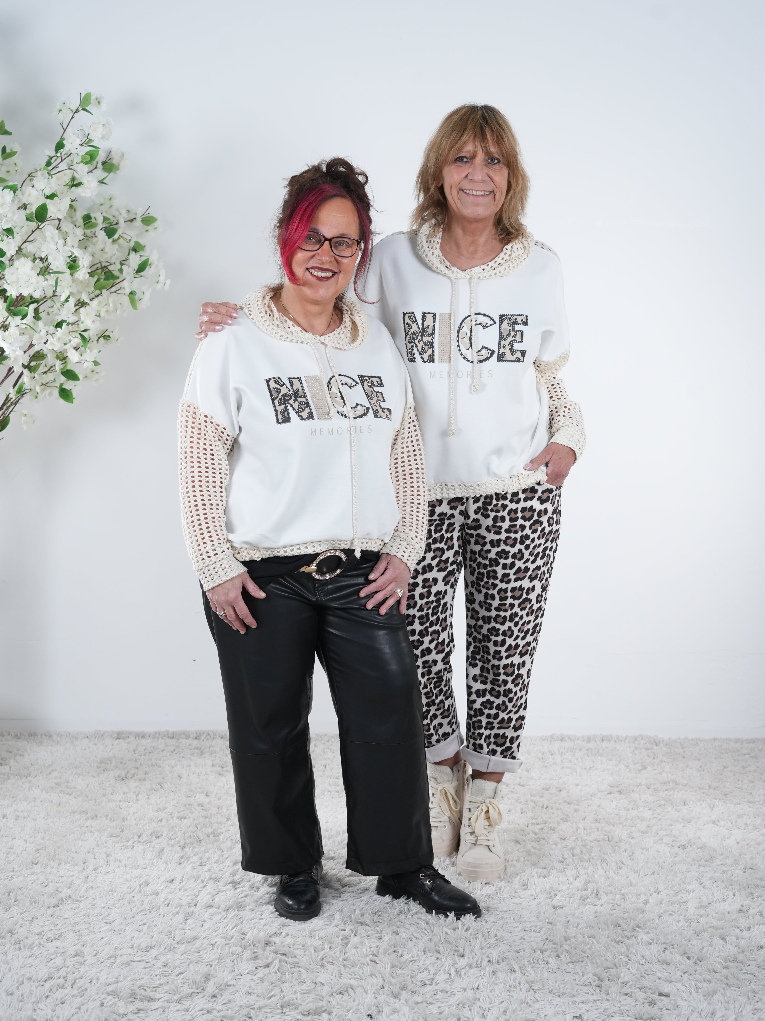 Netz Hoody im Materialmix