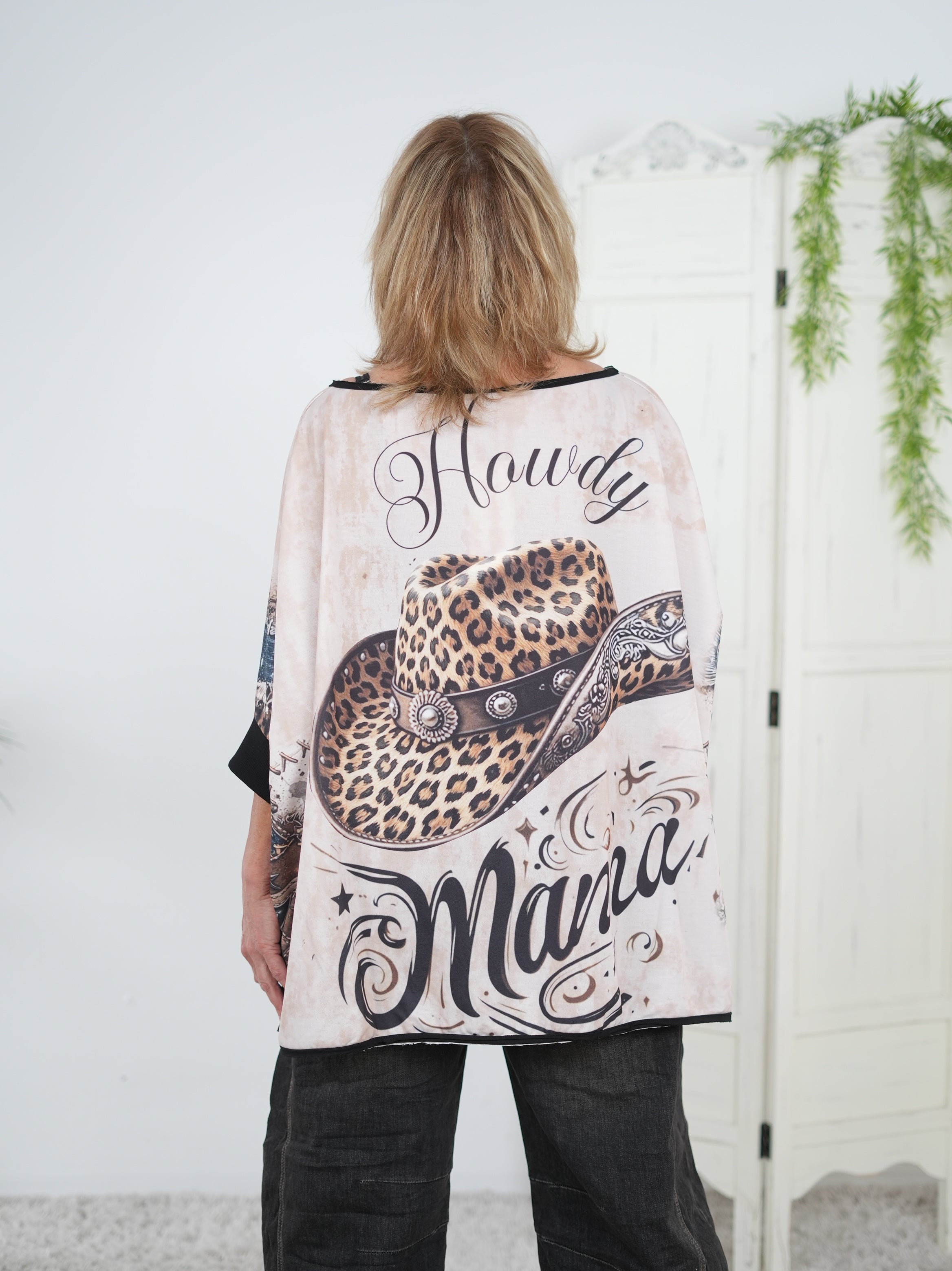 Poncho Shirt mit Hingucker Motiv und Strasssteinen