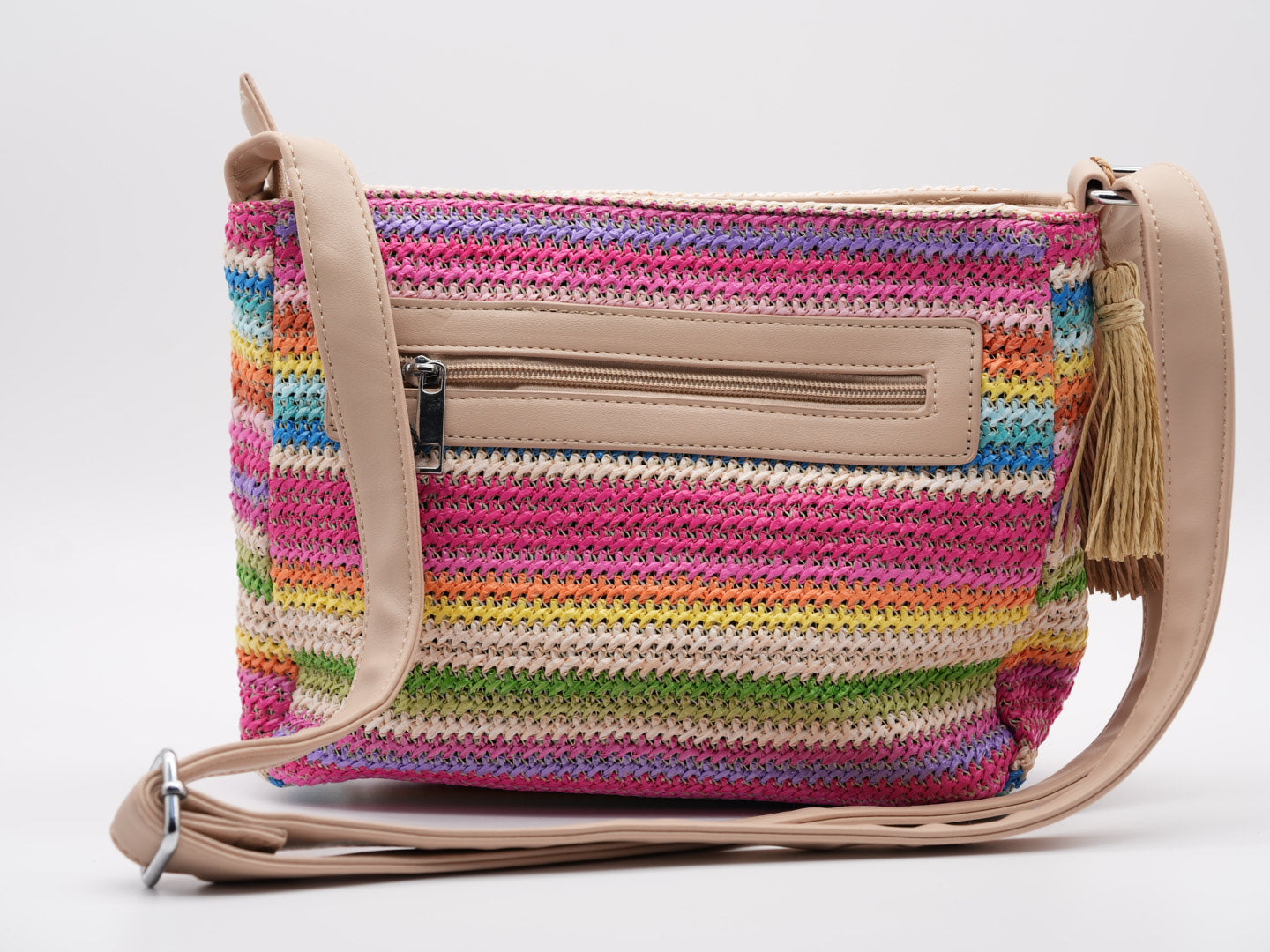 Geflochtene Crossbag mit Fransen Detail