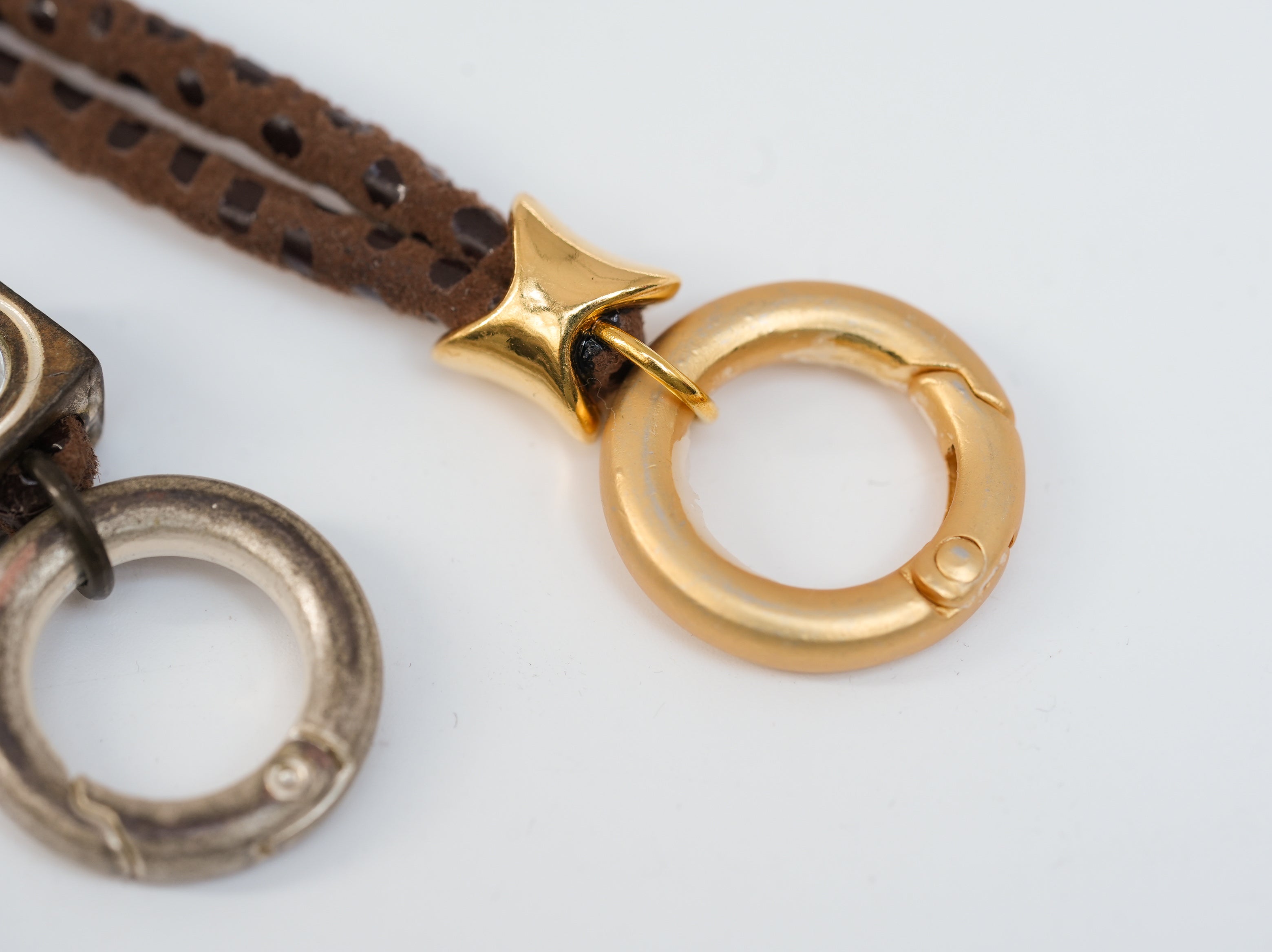 SchauTime Wechselkette, Leder schoko Gold | Zierelement Glatt