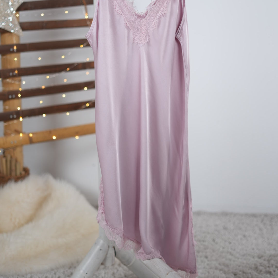 Asymmetrisches Long-Top mit Spitze One Size (ca Größe 38-44) Altrosa