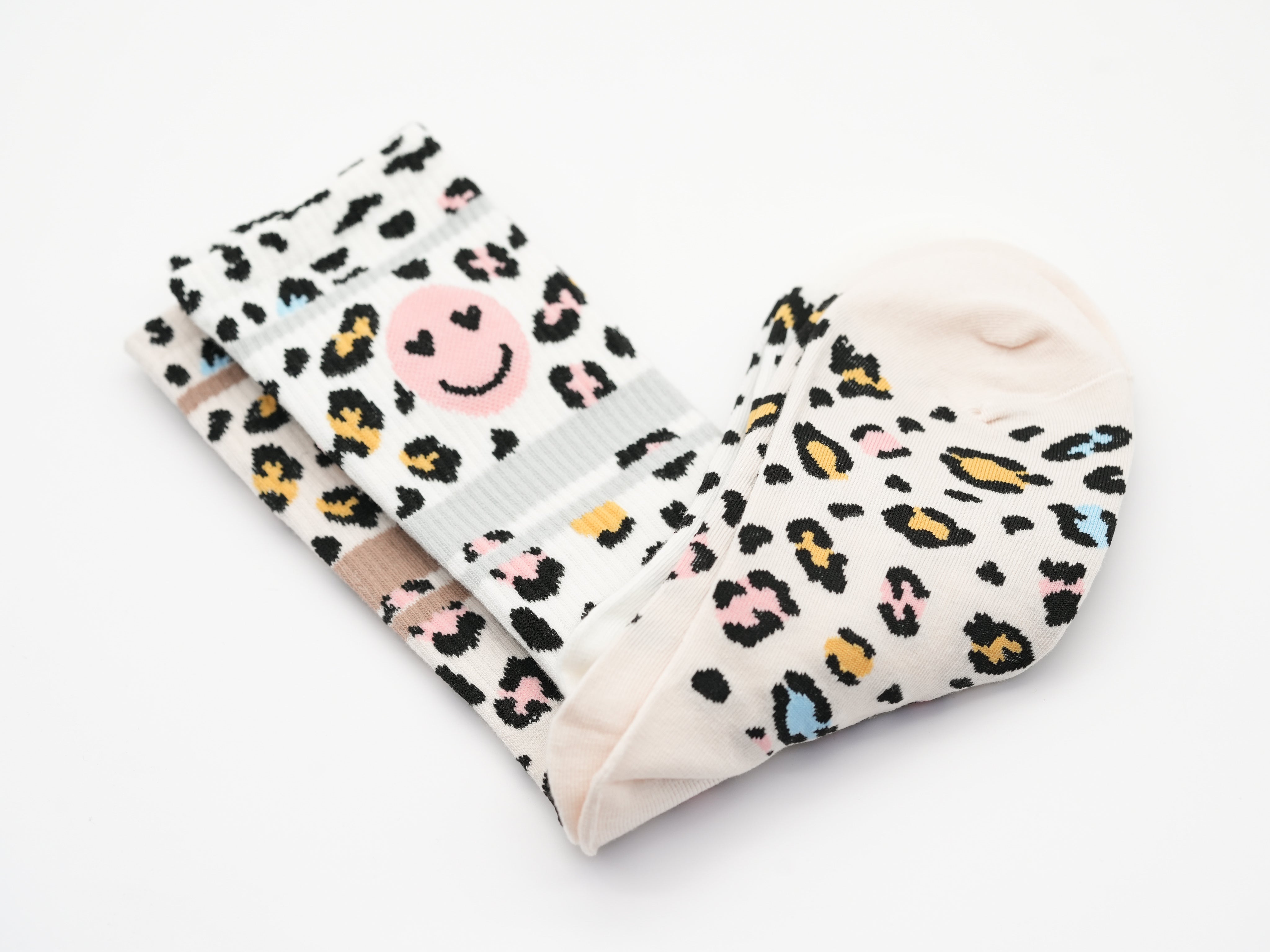 Socken im Leo Look mit Smiley Motiv