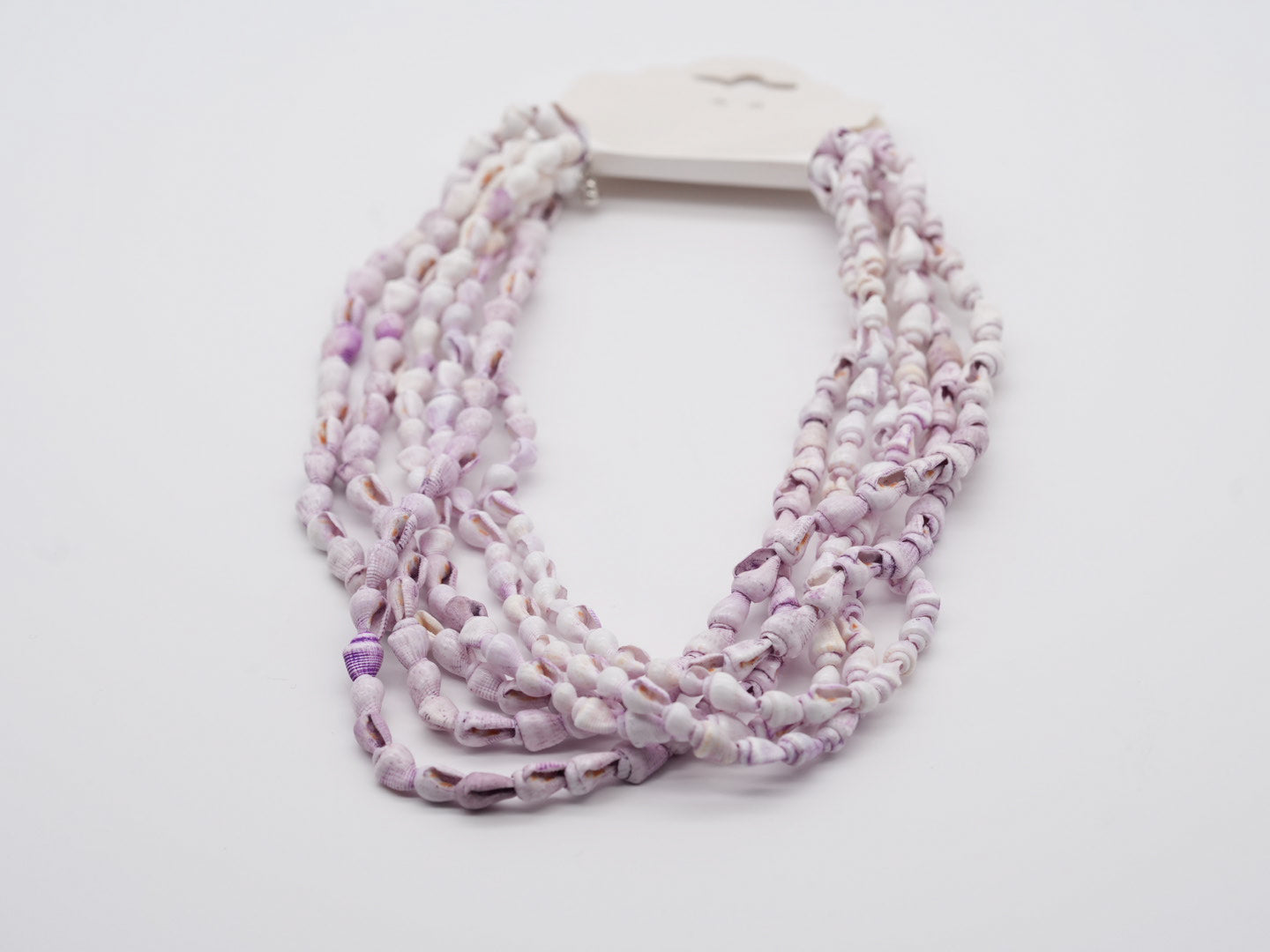 boho Kette aus kleinen Muscheln Flieder