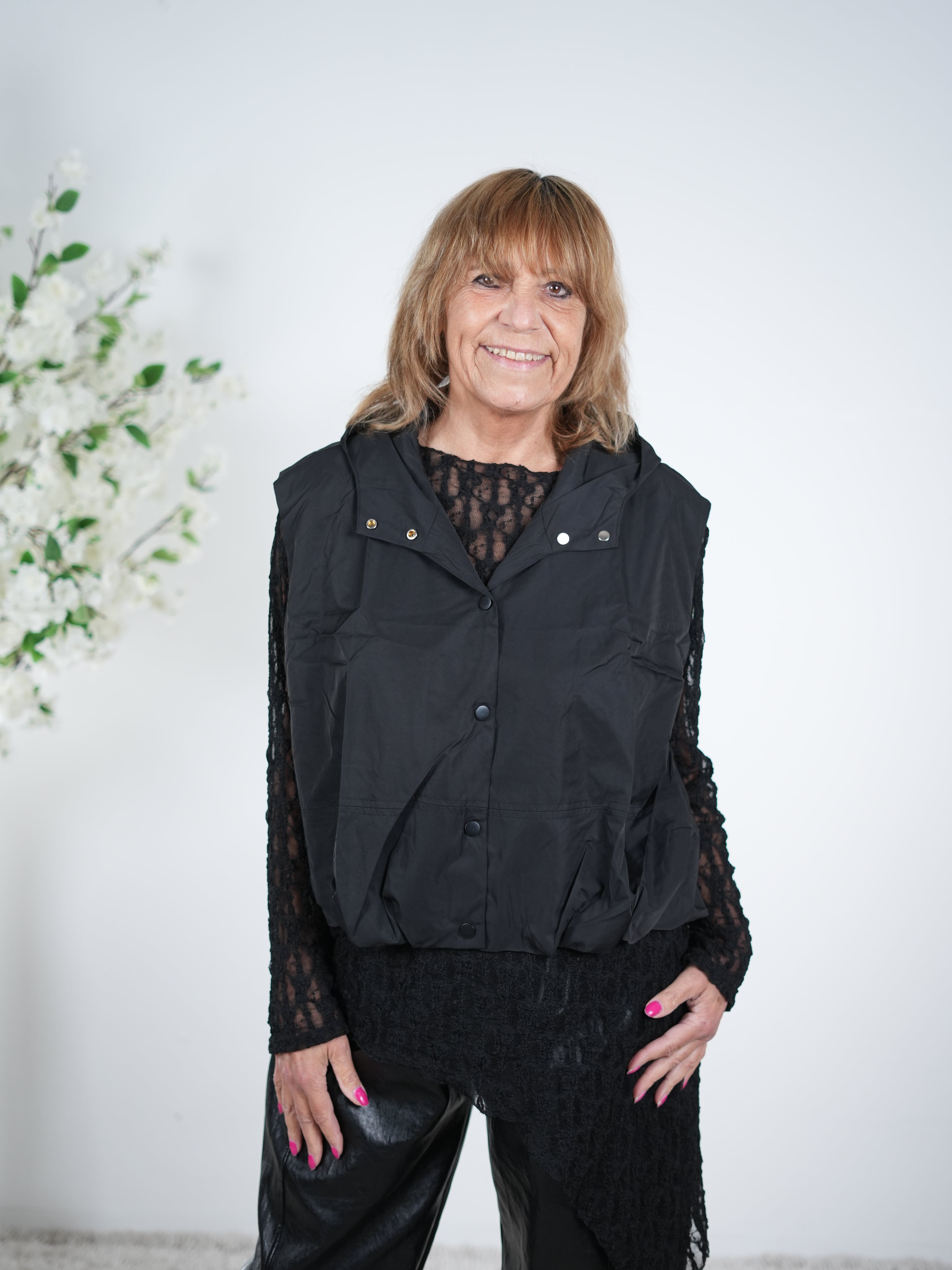 Lässige Weste mit Kapuze & Knopfleiste