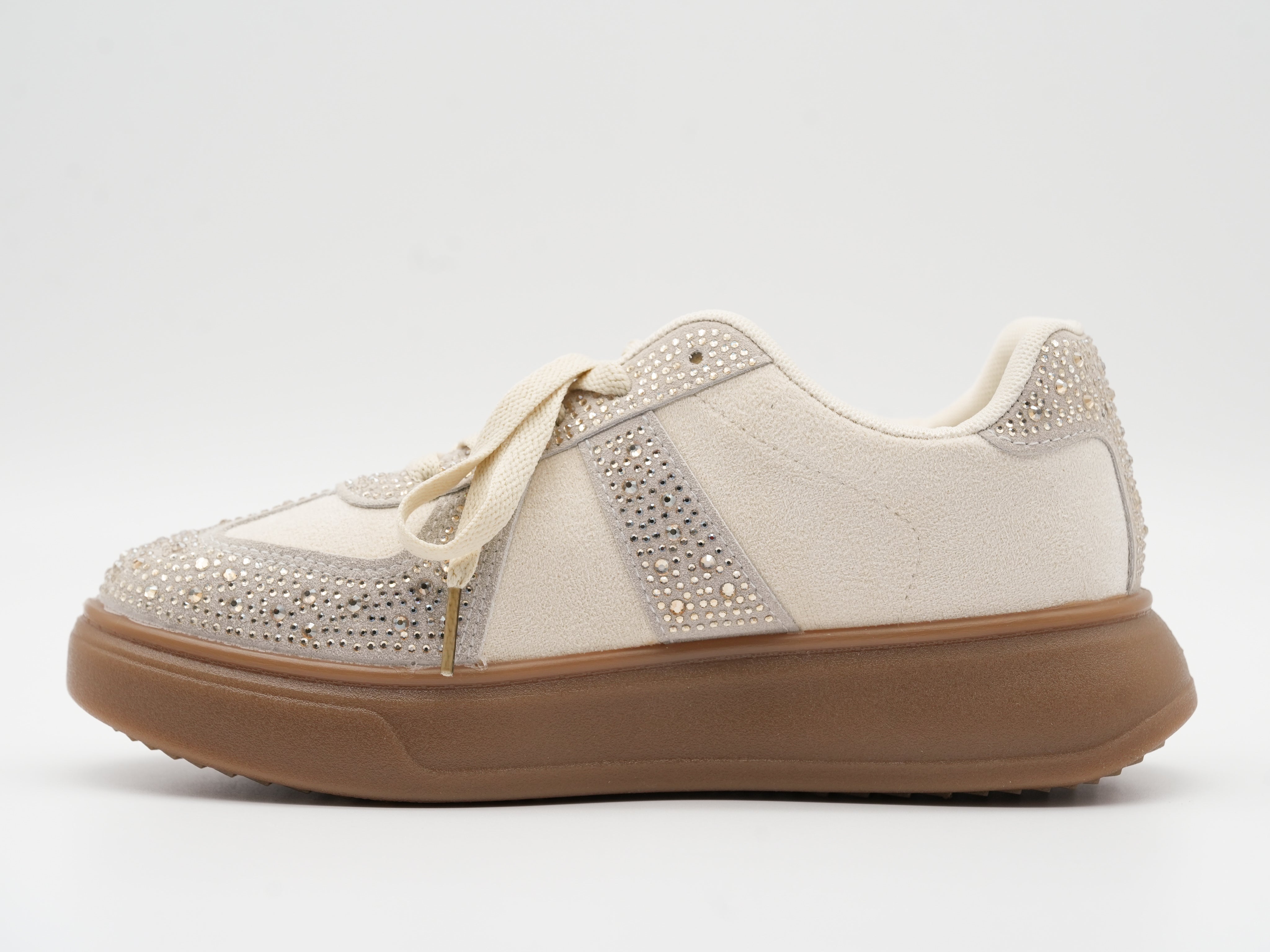 Süße Sneaker mit Pailletten, creme