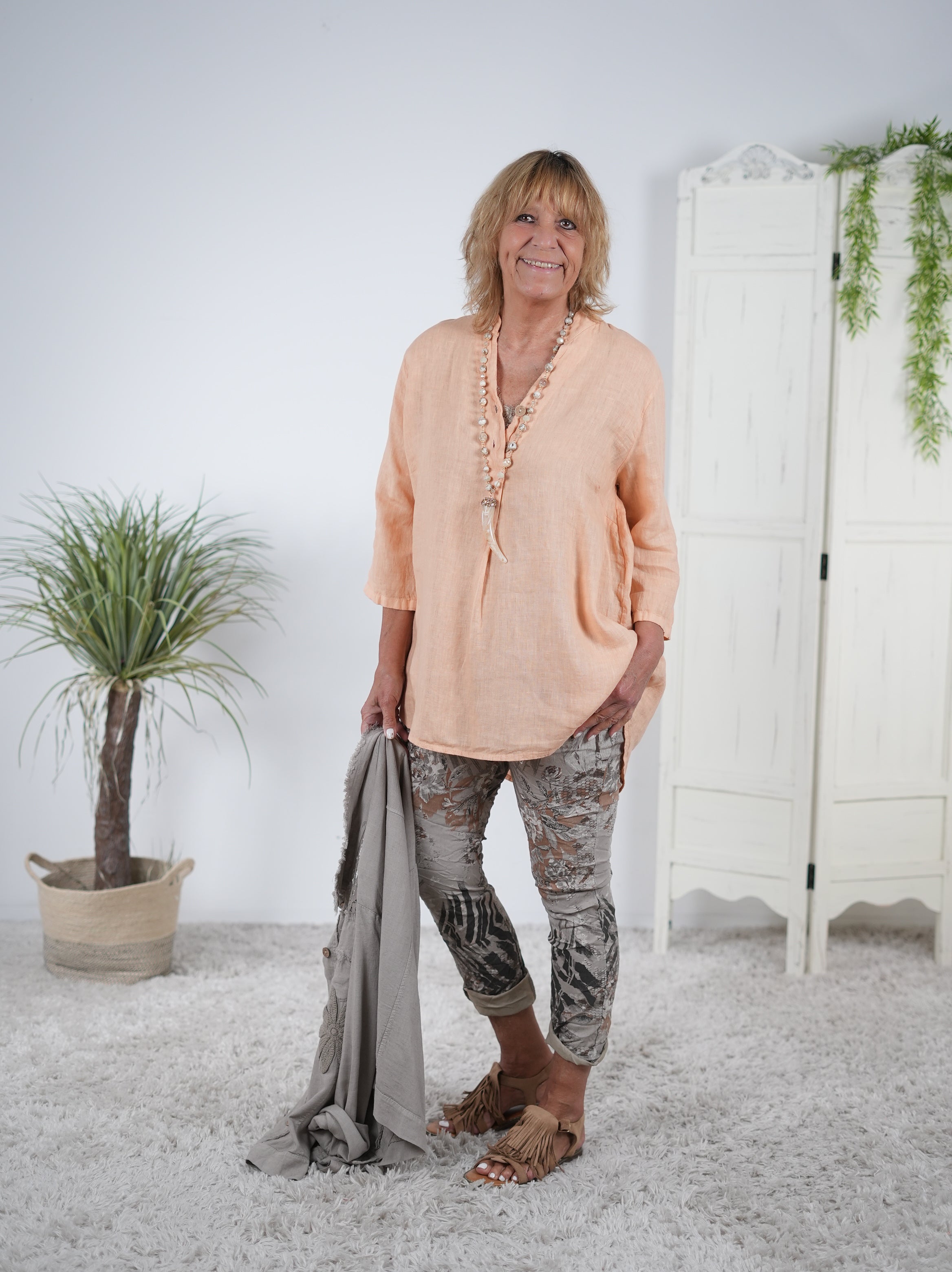 Ausgefallene Jogpant im Mustermix Taupe