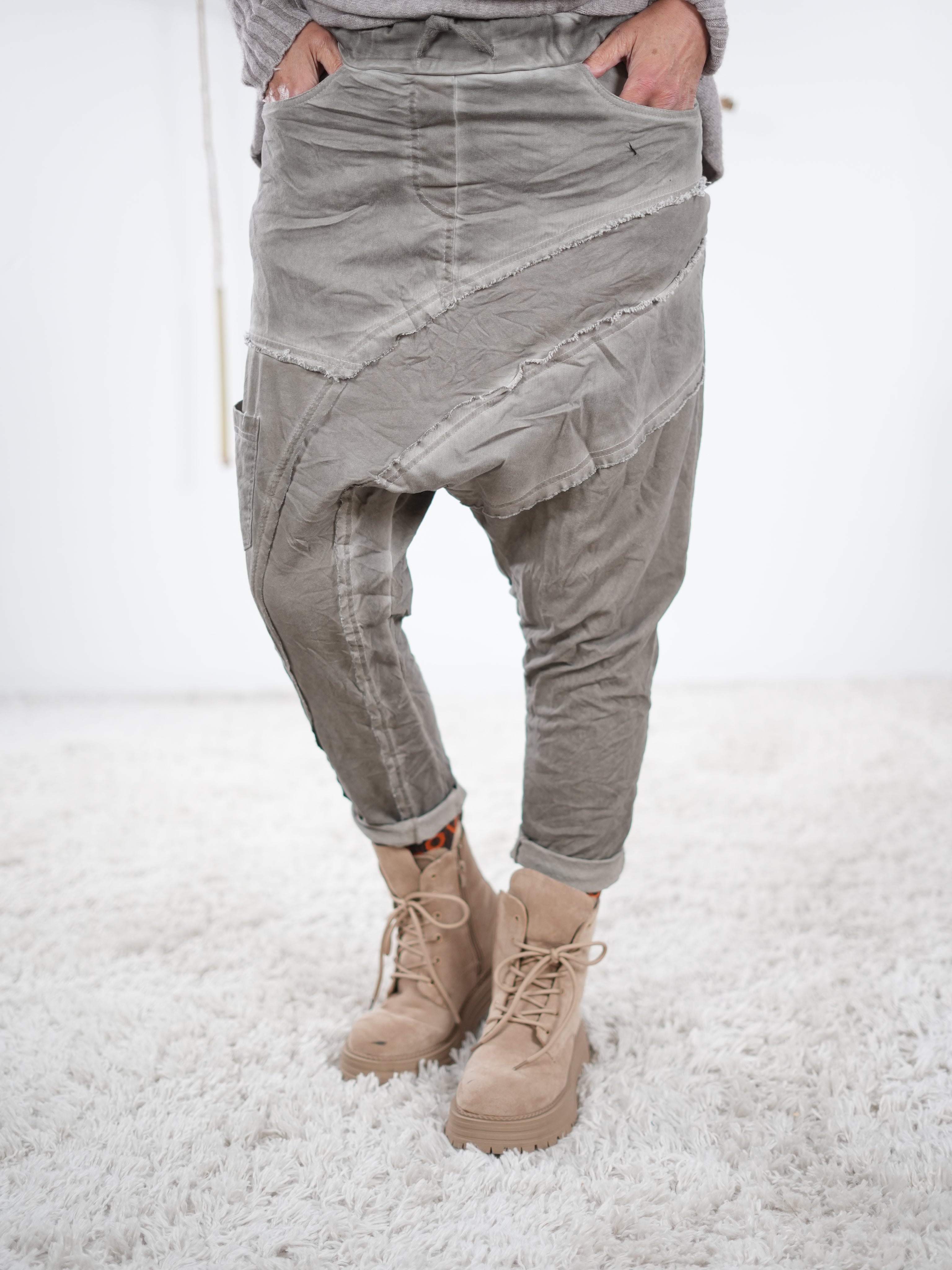 Lässige Baggy mit Außennähten One Size (ca Größe 40 "oversize" -46) Helles Taupe