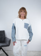 Baumwoll Sweaty mit Jeansärmeln