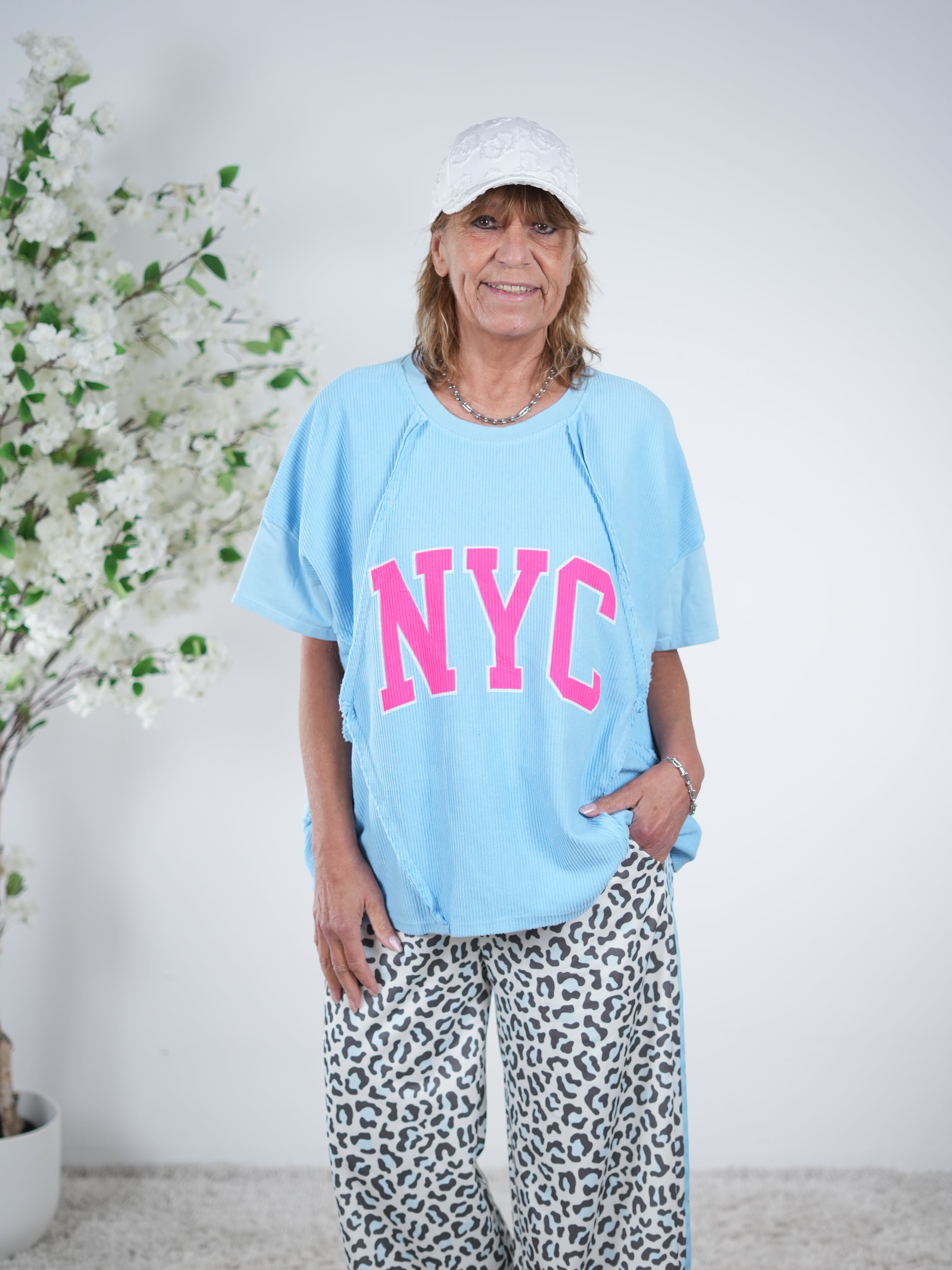 Baumwoll Shirt mit "NYC" Schriftzug