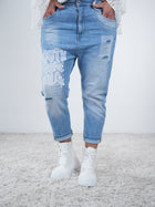 Boyfriend Jeans mit Schriftzug