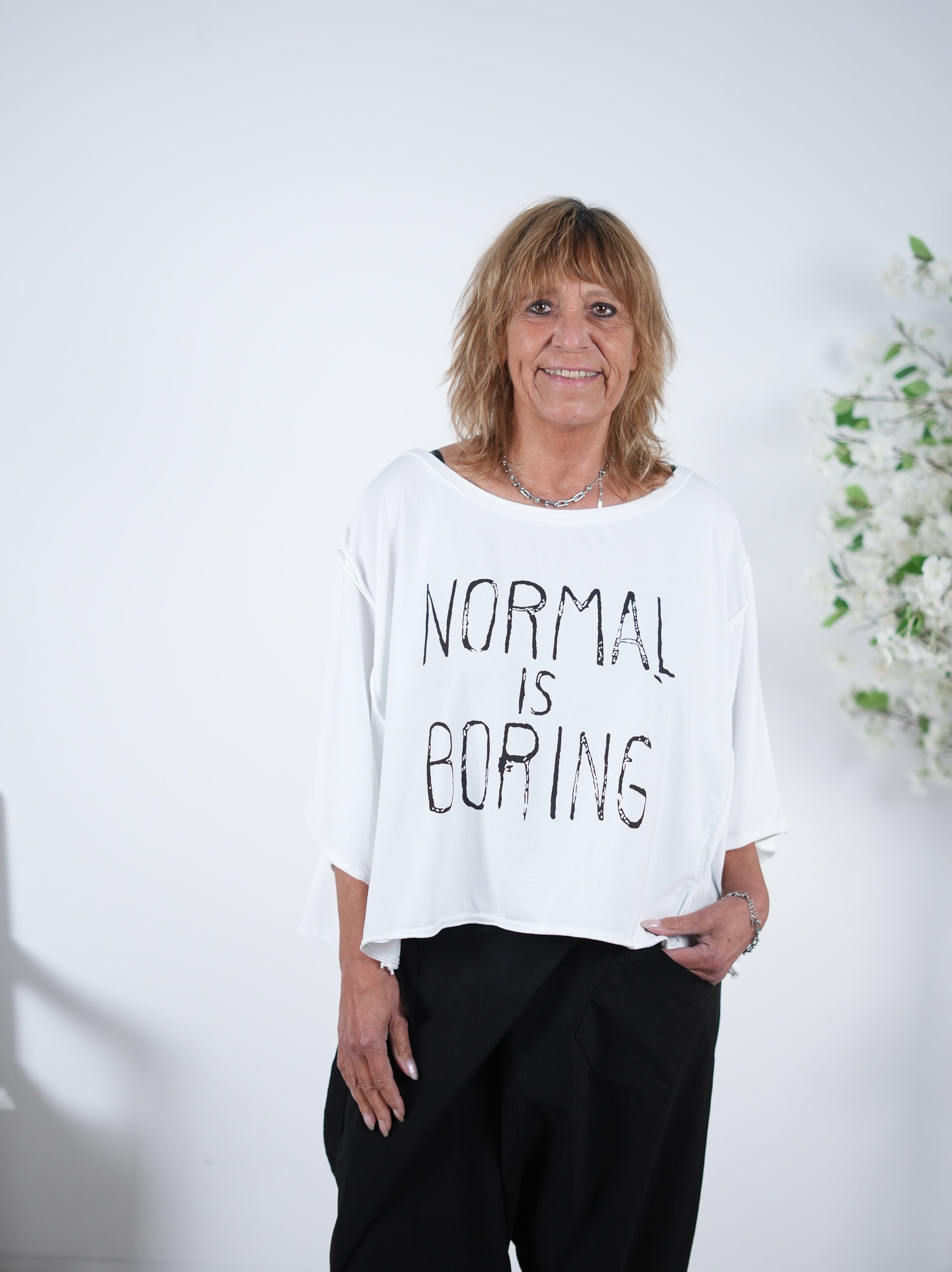 Crop Shirt mit Statement Schriftzug One Size (ca bis Gr. 46) Weiß