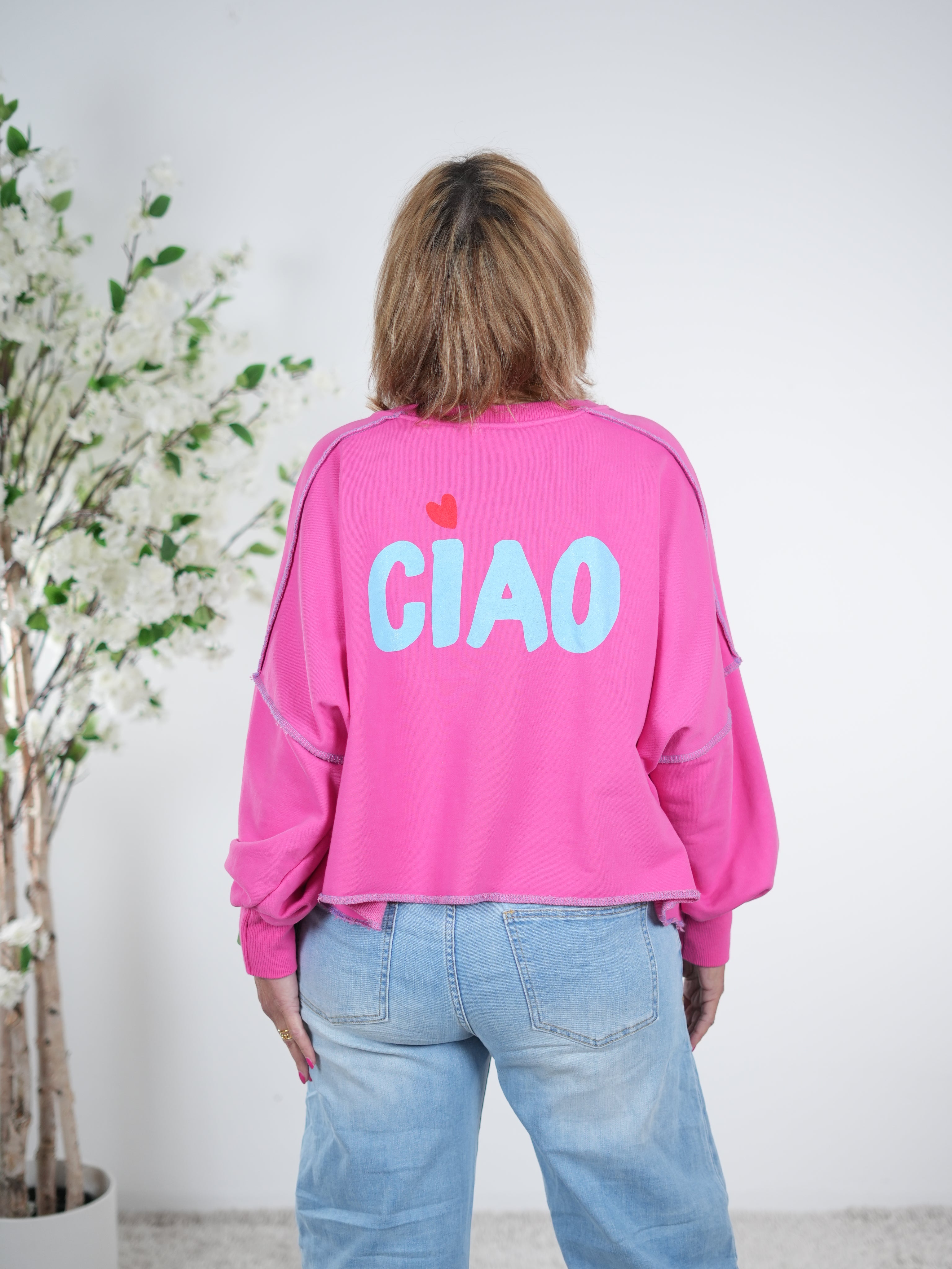 Crop Sweaty mit bunten Außennähten