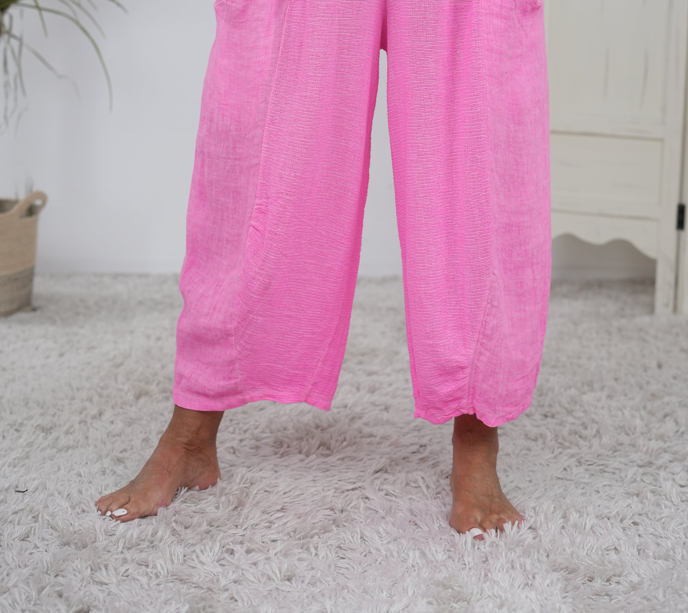 Culotte Hose mit großen Eingriffstaschen und Gummizug Pink