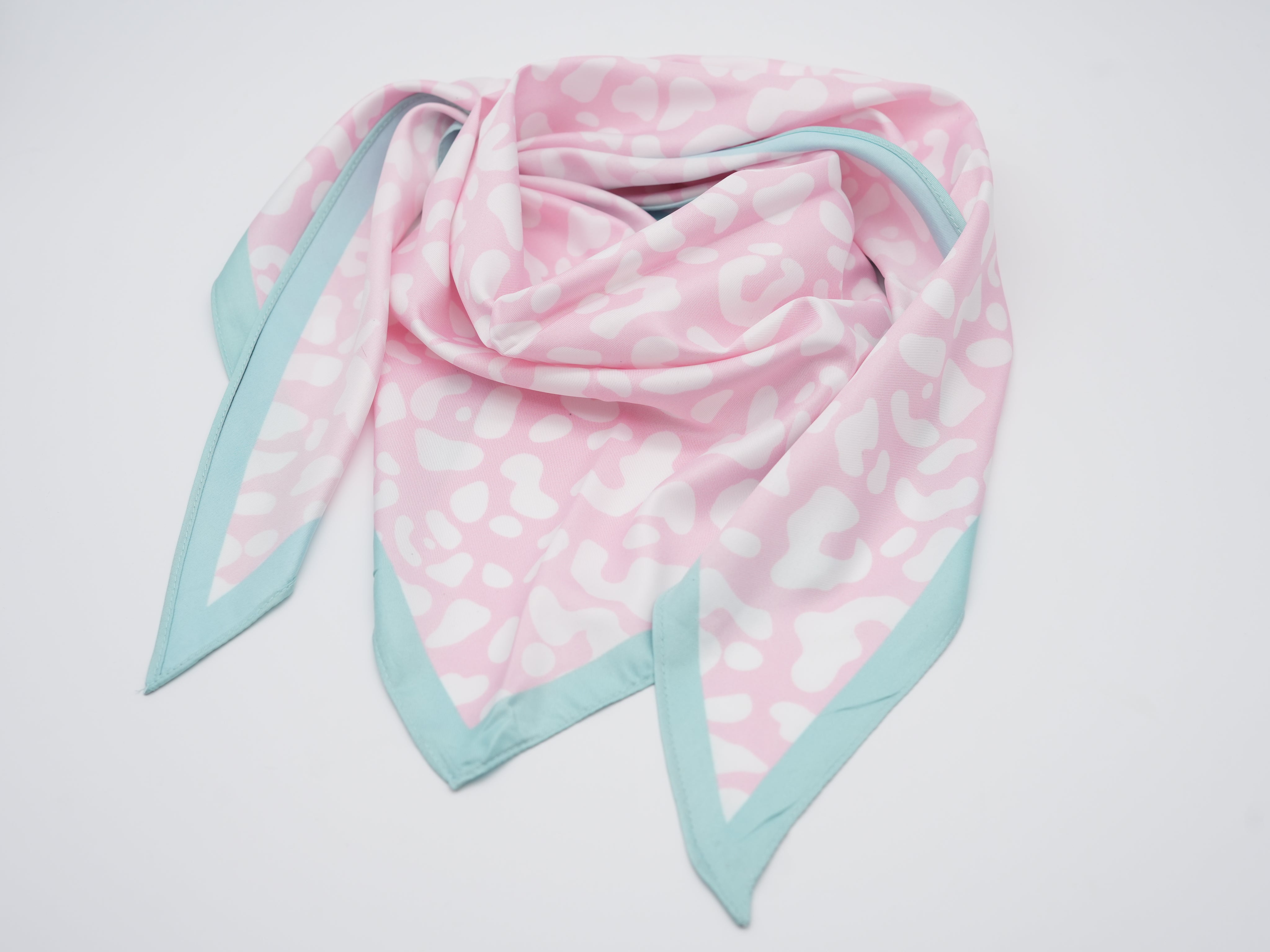 Dreiecks Tuch im Leo Look Rosa Türkis