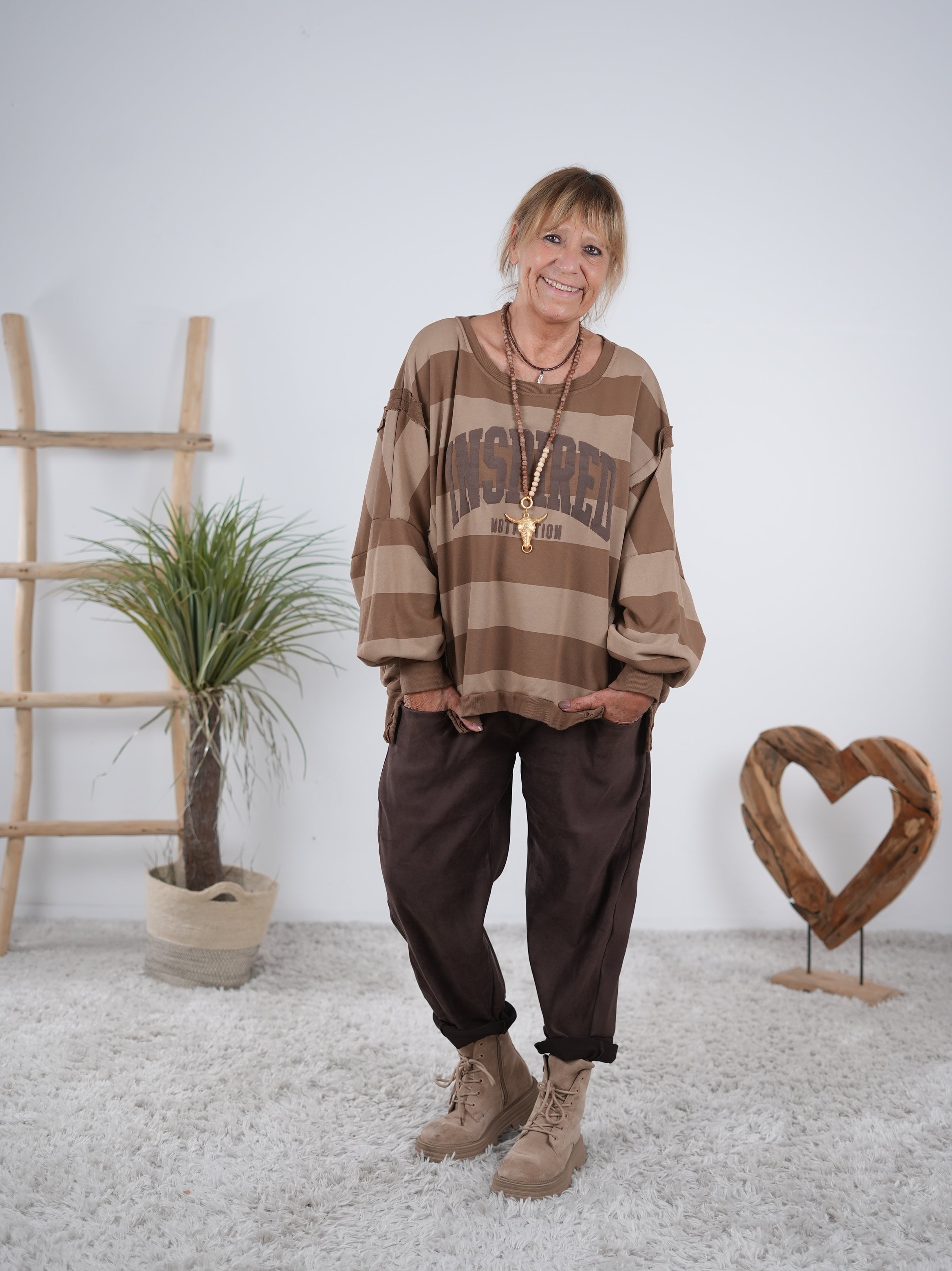 gestreiftes oversize Sweaty mit Außennähten