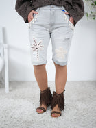 Jeans Short mit Palmen Patch