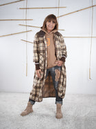 Karierter Fleece Mantel