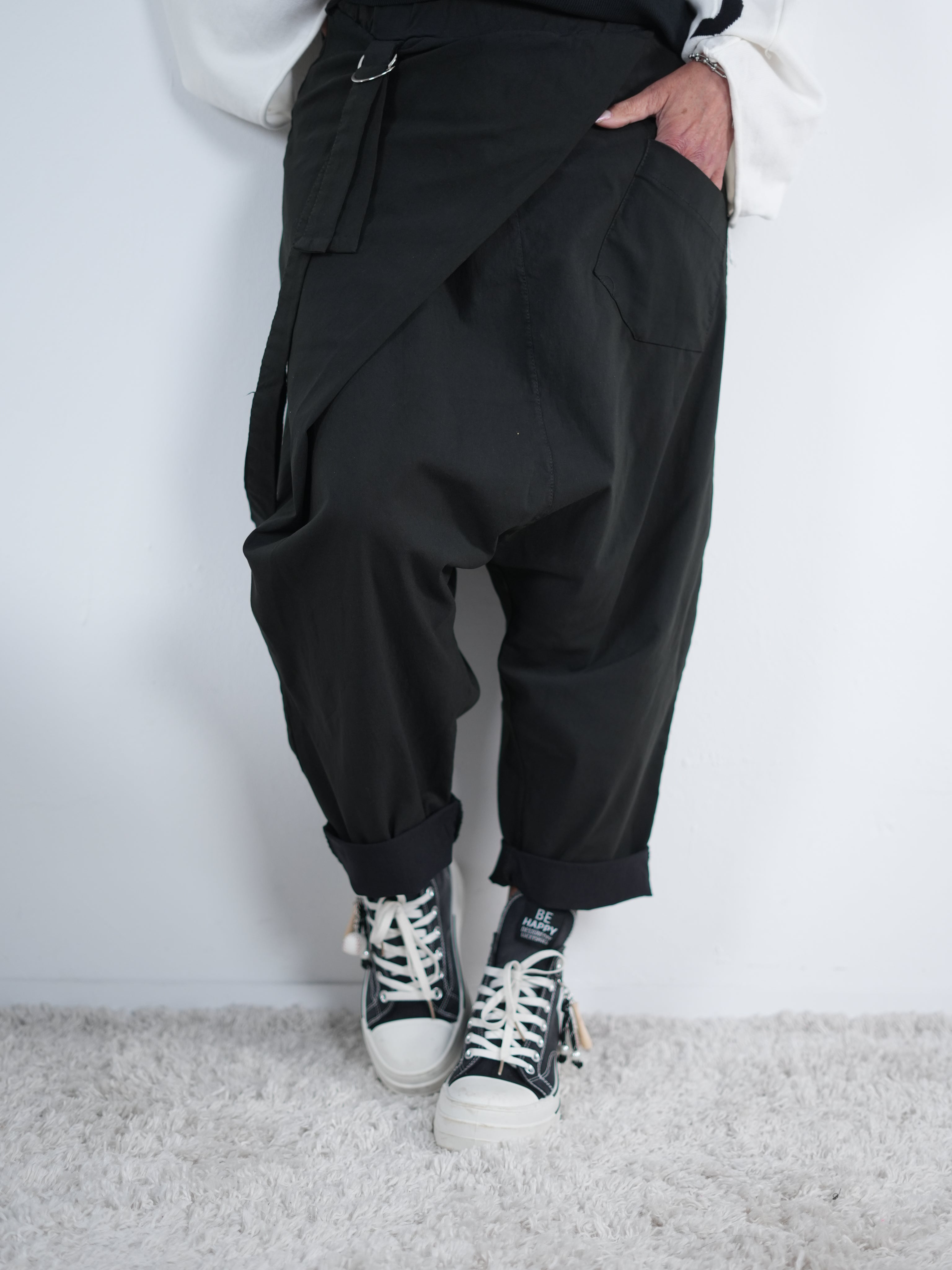 lässige Haremshose, schwarz