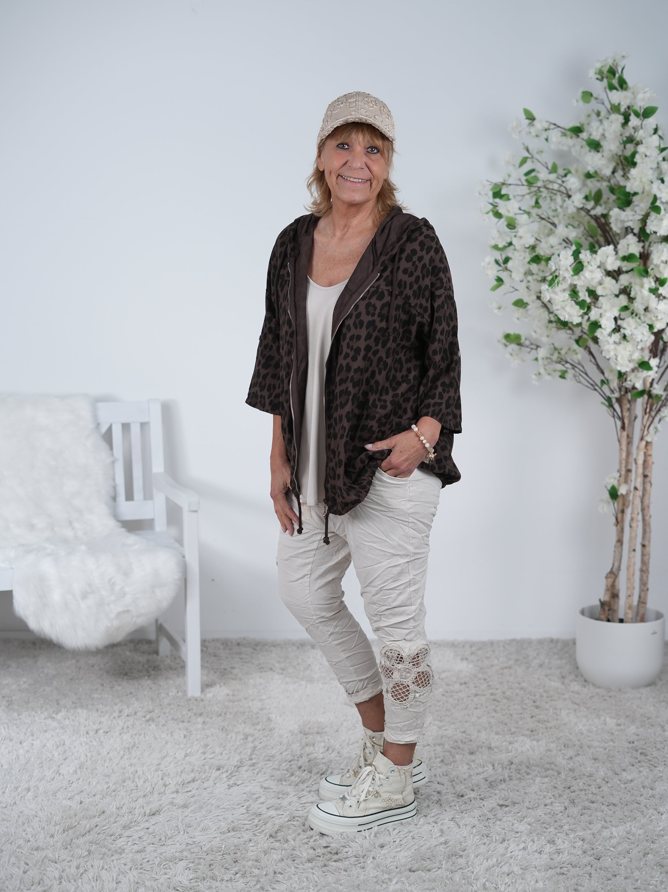 lässige Jacke im Leo Look aus Viskose