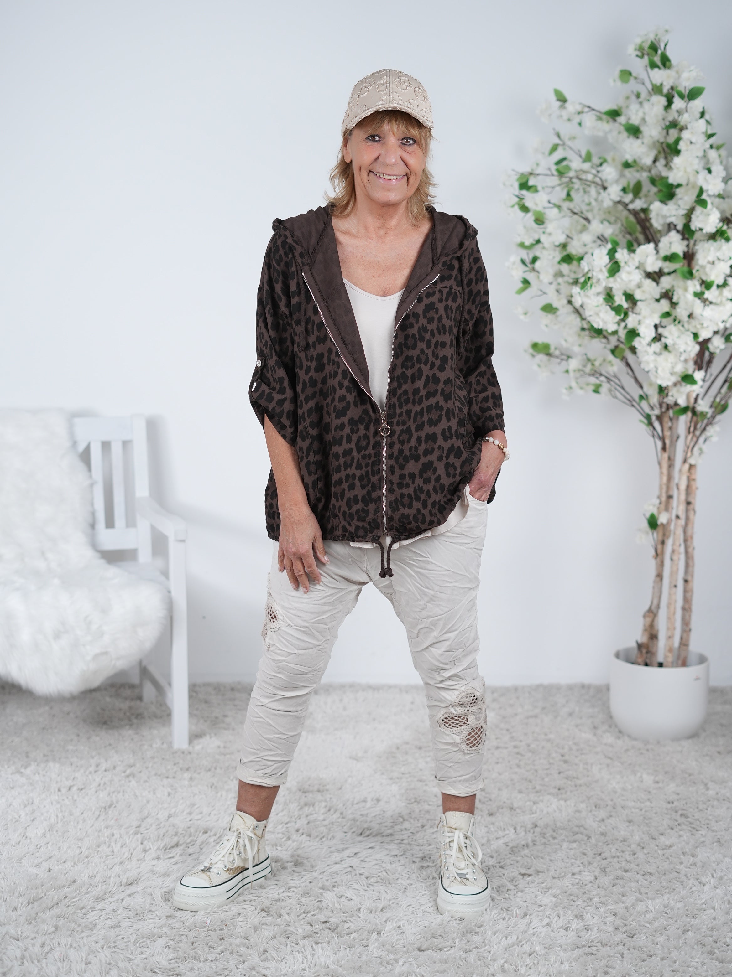 lässige Jacke im Leo Look aus Viskose