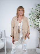 lässiger Leinen Blazer, unifarben