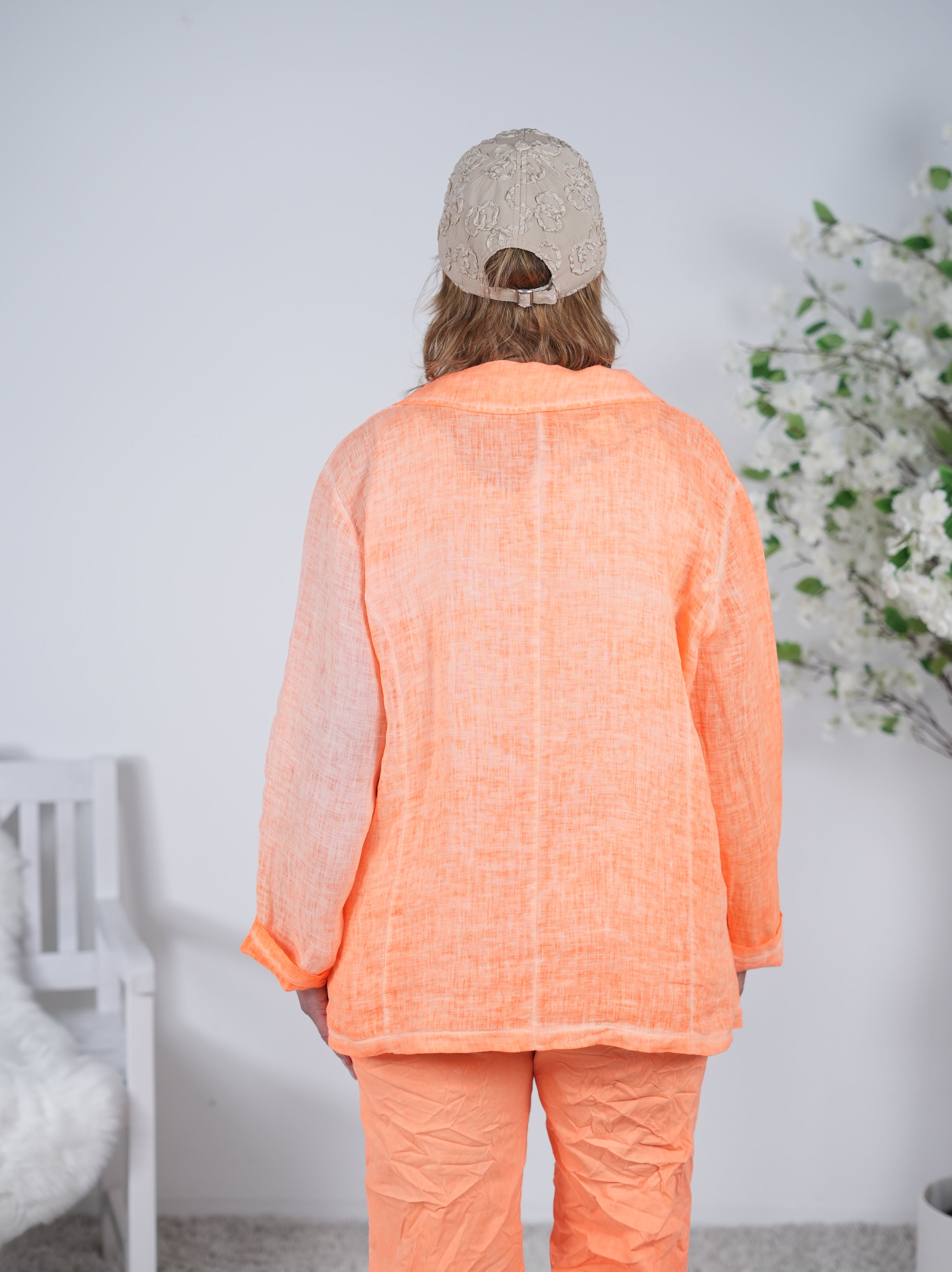 lässiger Leinen Blazer, unifarben