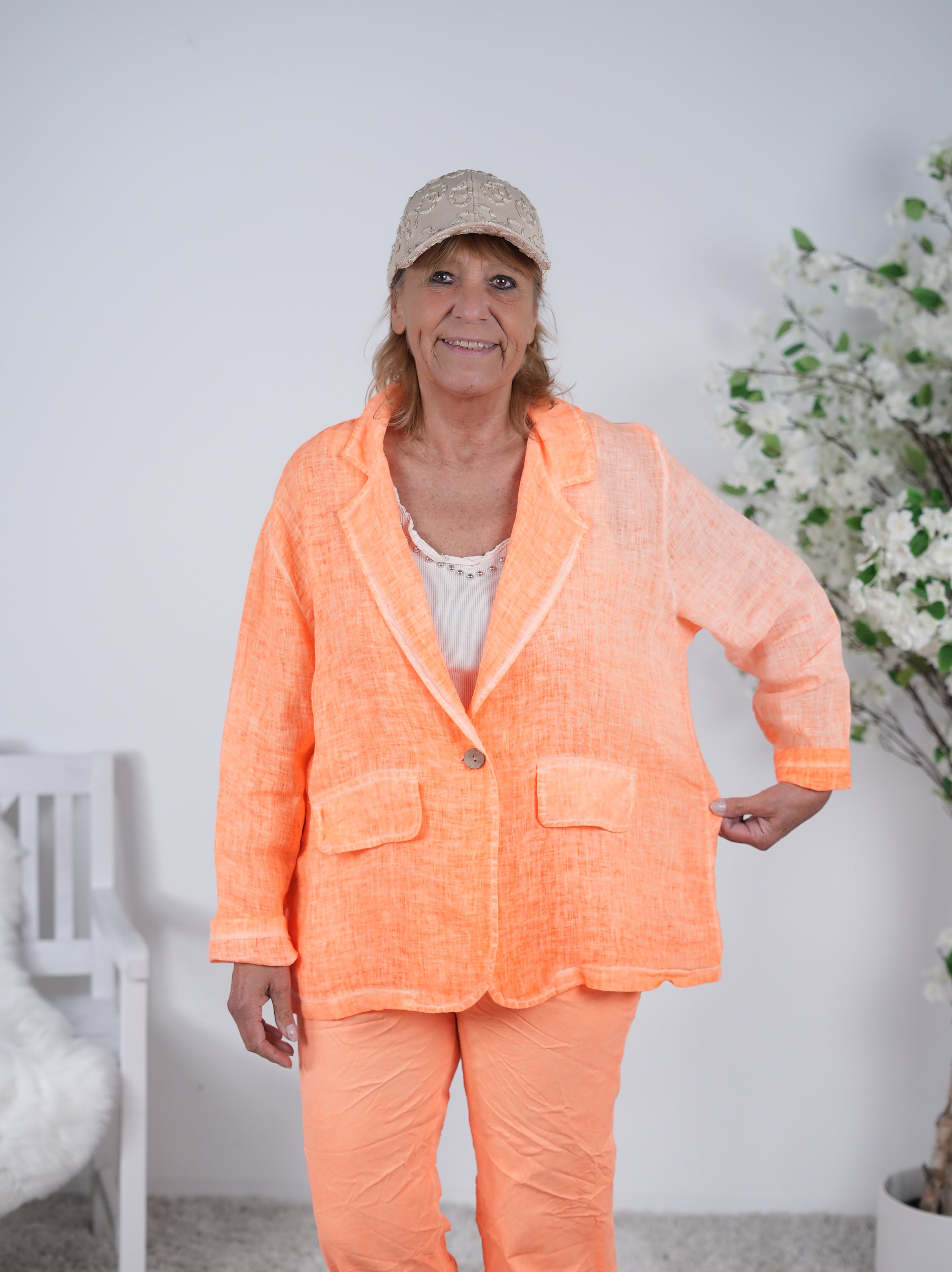 lässiger Leinen Blazer, unifarben