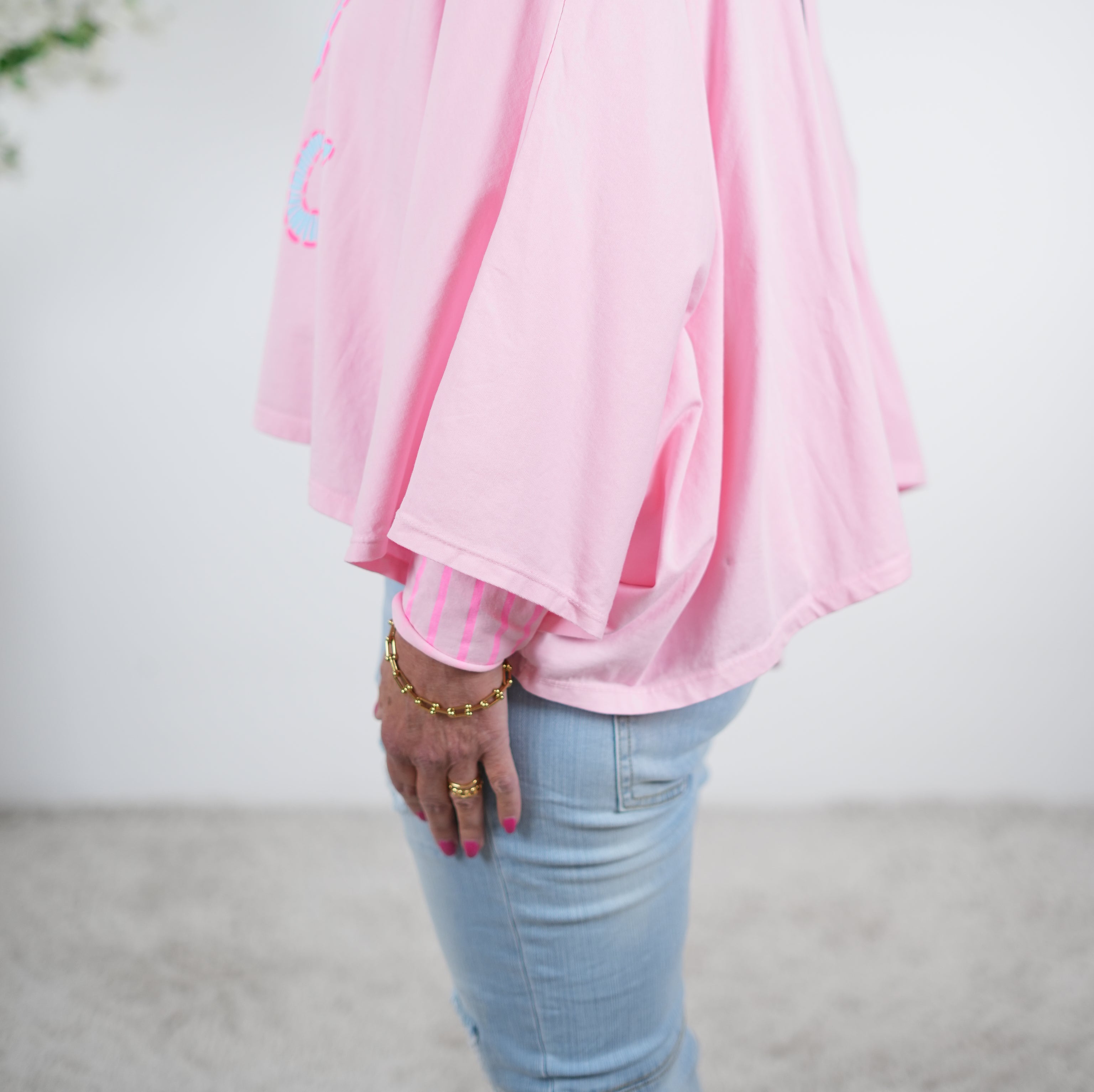 Lässiger Poncho mit "Peace" Print