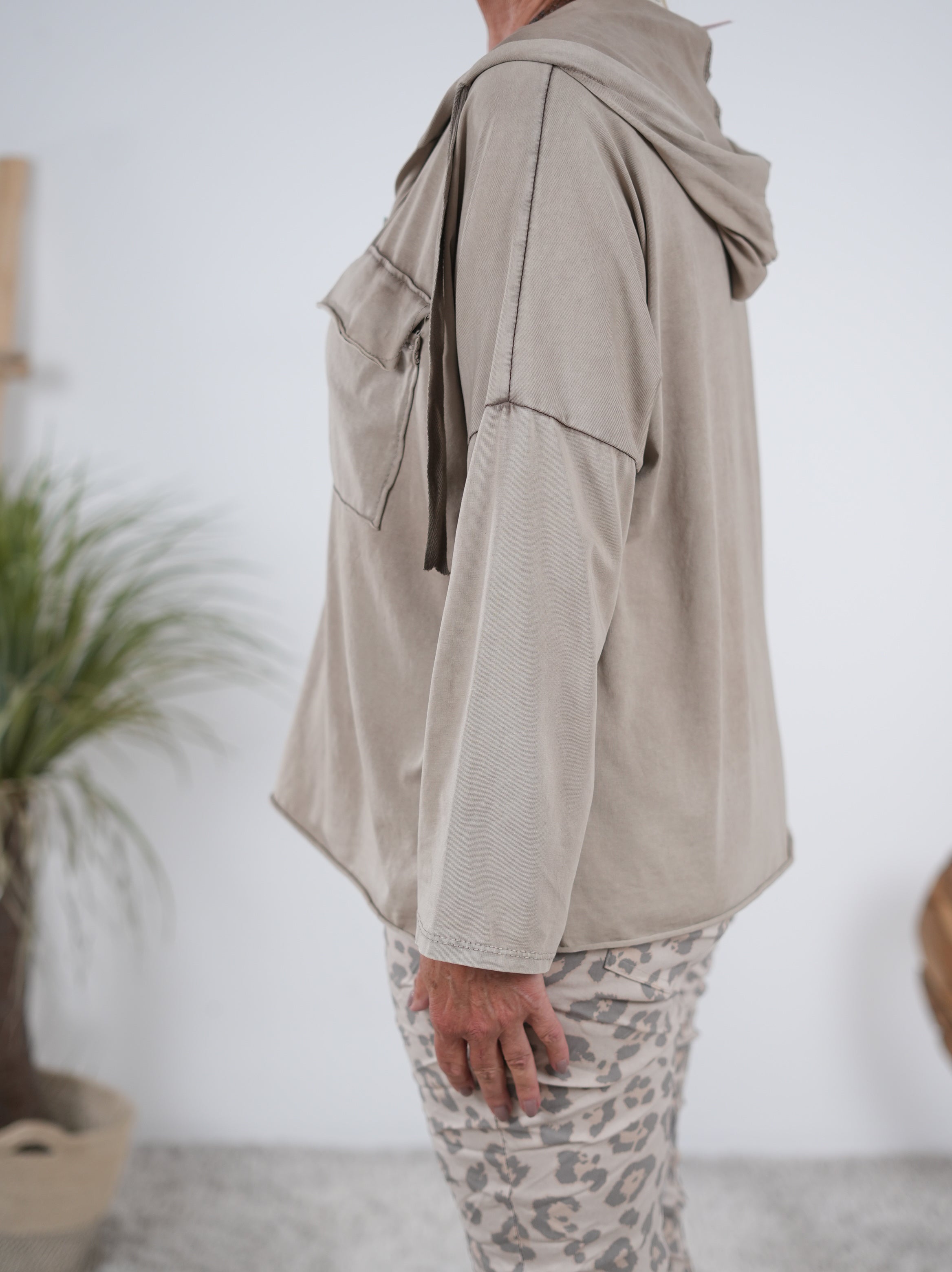 lässiges langarm Shirt mit aufgesetzten Taschen