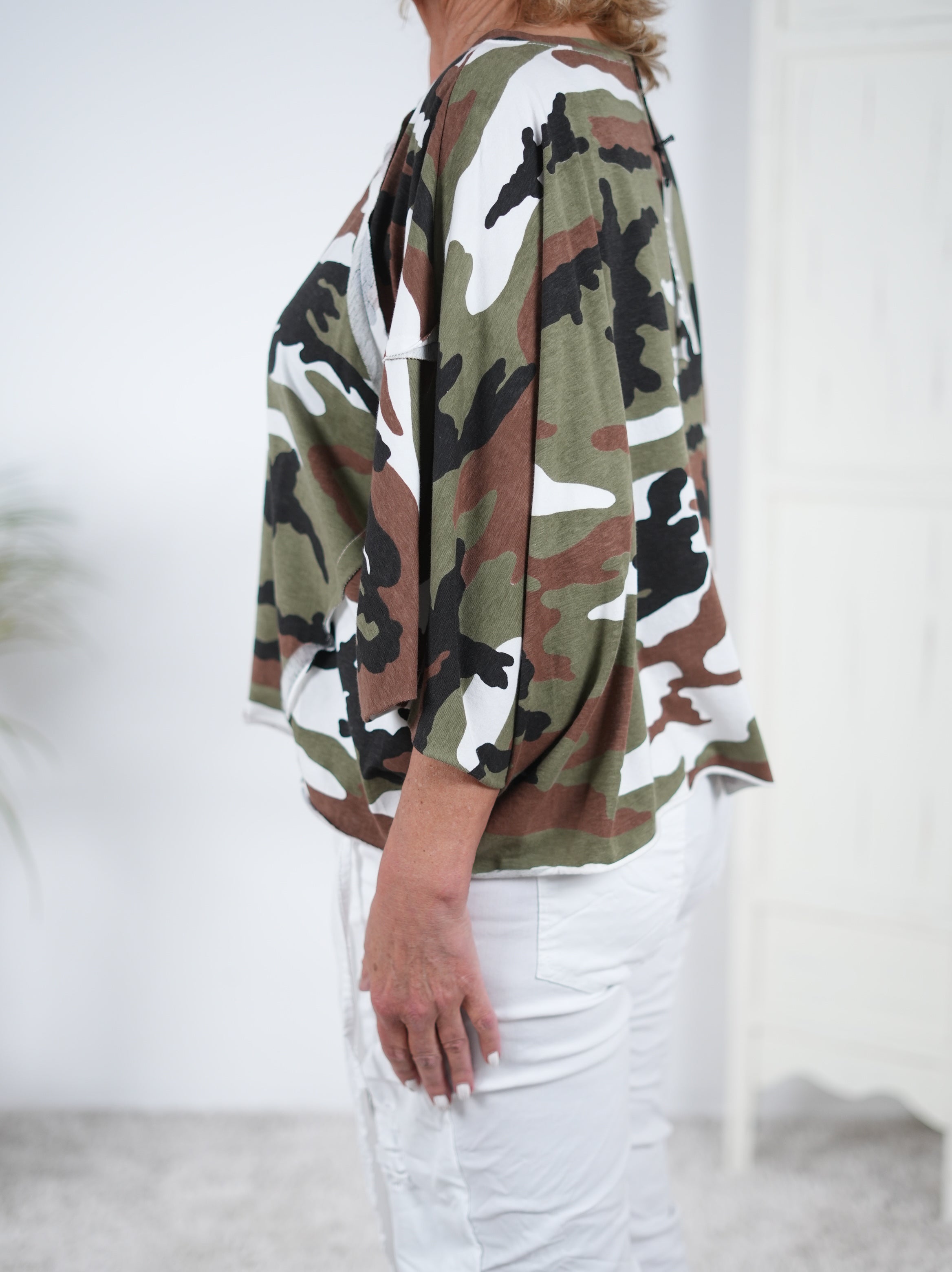lässiges Poncho Shirt in Camouflage