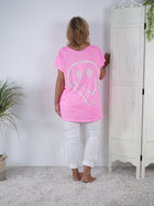 lässiges Shirt mit Smile Schriftzug in Strasssteinen