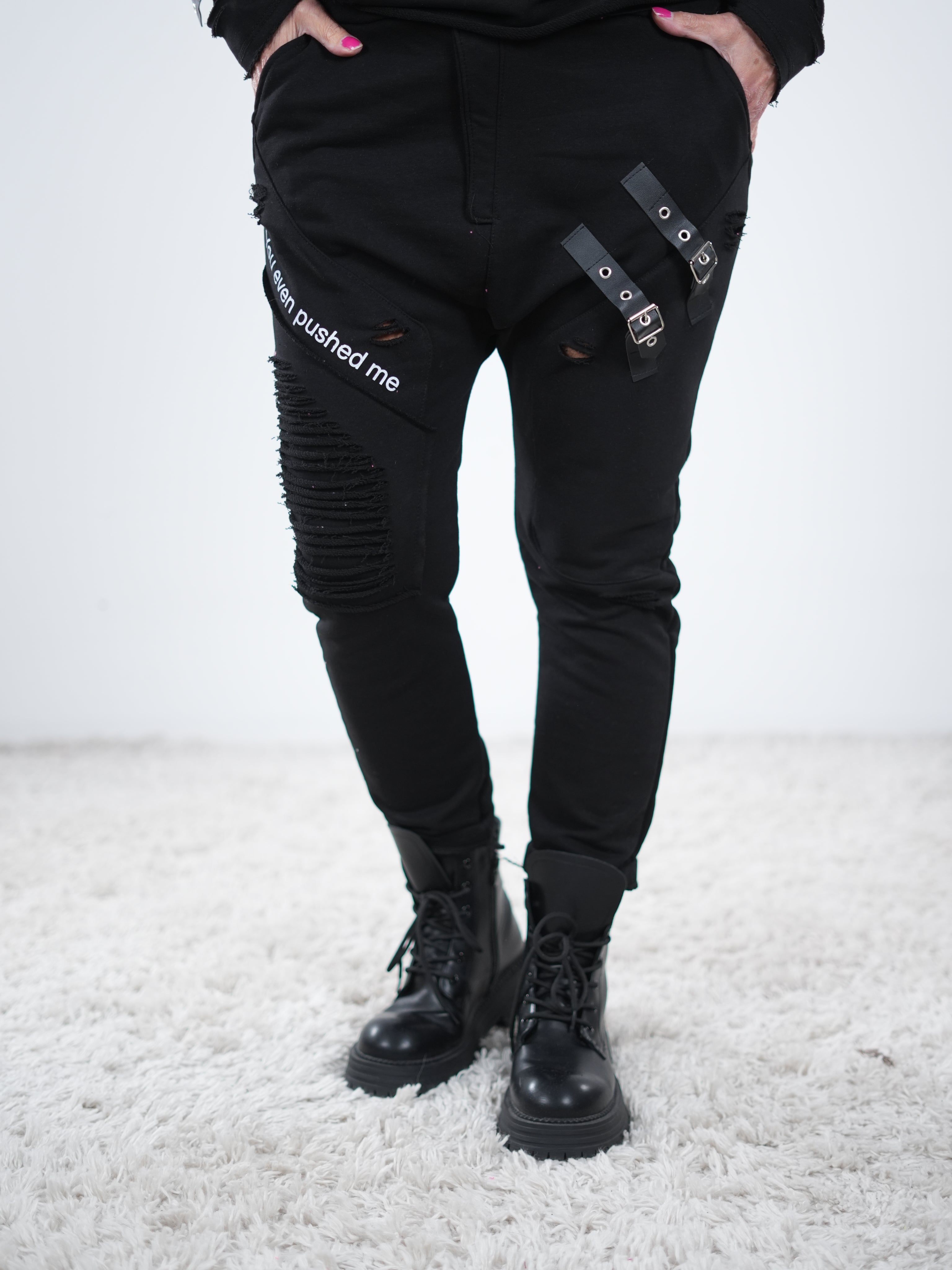 Ausgefallene, leichte Baggy aus Sweaty Material One Size (ca Größe 38-42 44) Schwarz