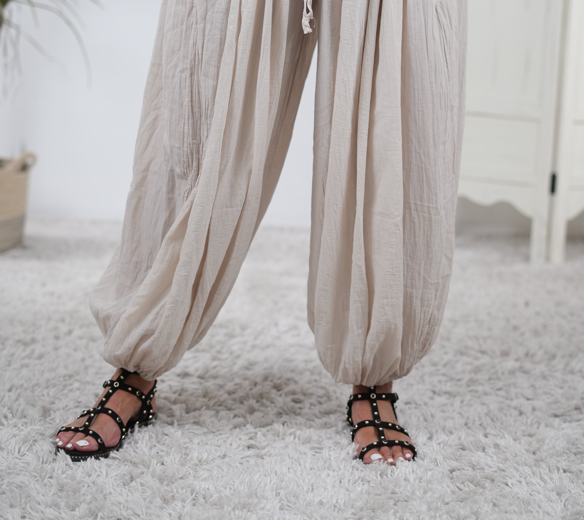 Leichte Pumphose, unifarben Beige