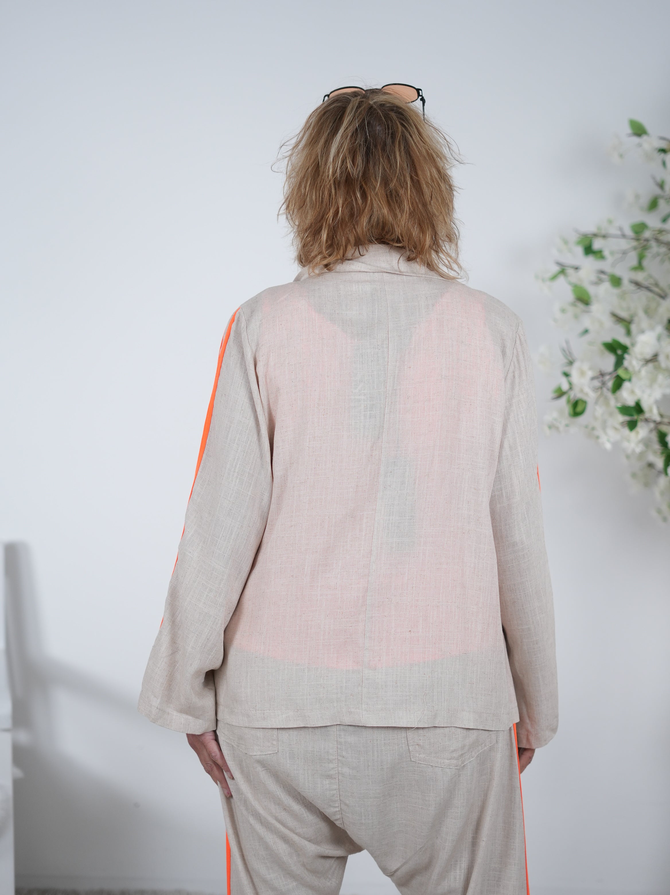 leichter Leinen Blazer mit Streifen