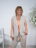 leichter Leinen Blazer mit Streifen