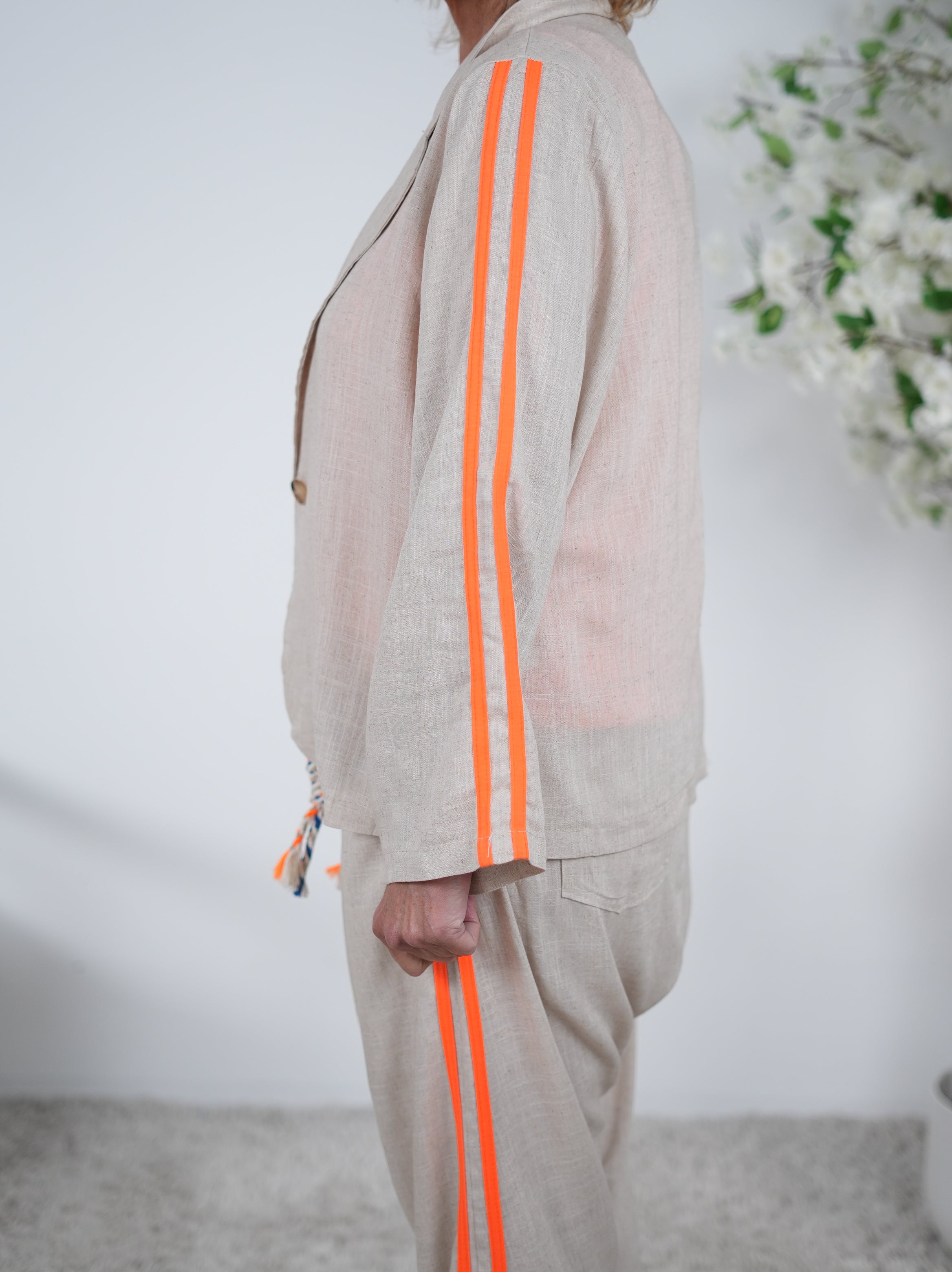 leichter Leinen Blazer mit Streifen