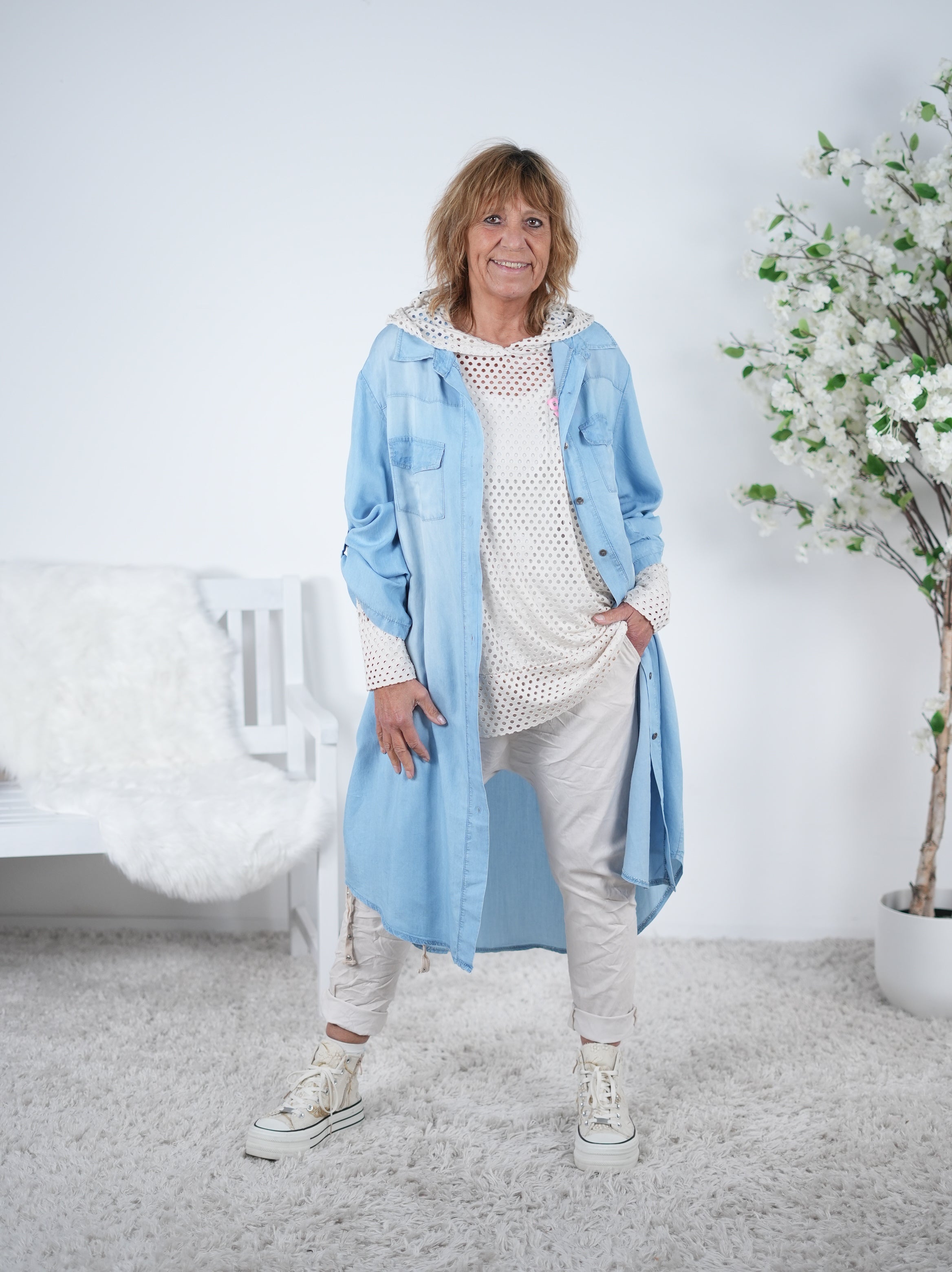 leichtes Jeans Kleid mit Knopfleiste