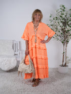 Neon Kleid mit Rüschen