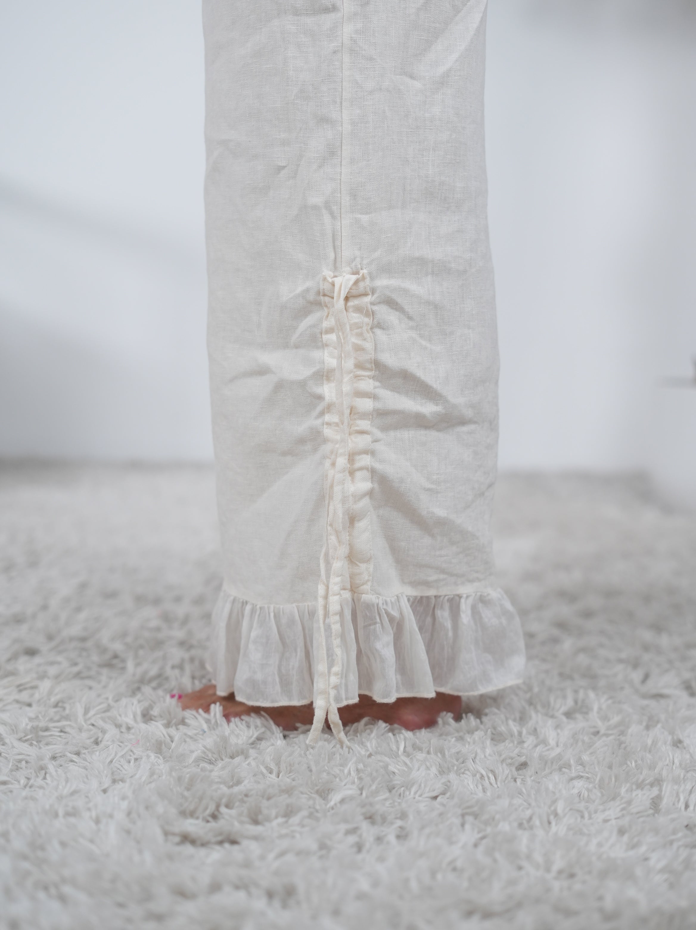 lockere Leinen Pants mit Raffung