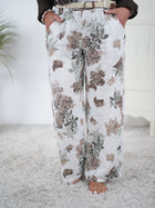 Luftige Leinen Marlene Hose mit Blumen Motiv