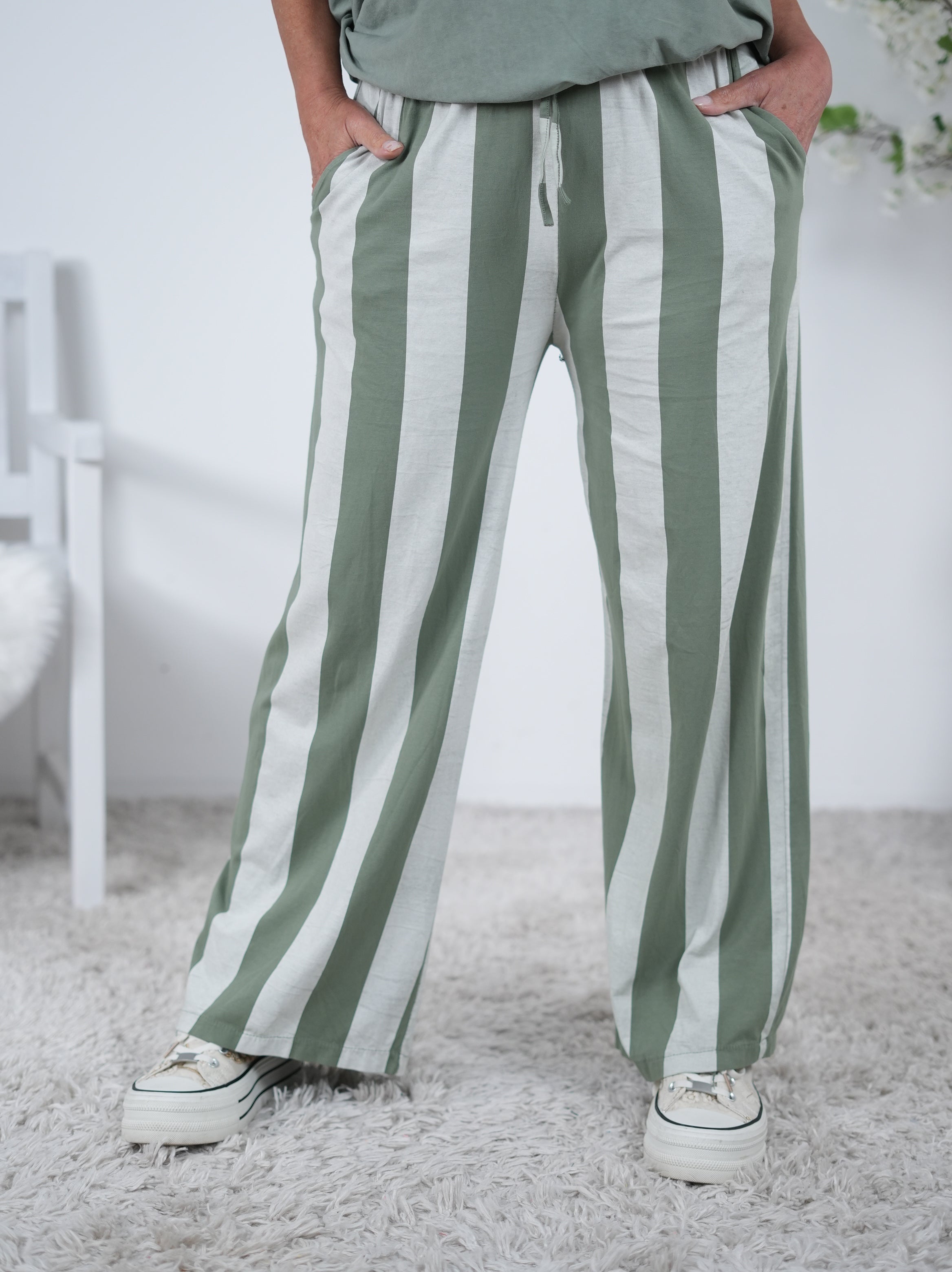 Marlene Hose mit Blockstreifen Einheitsgröße (ca Gr. 38-42) Olive